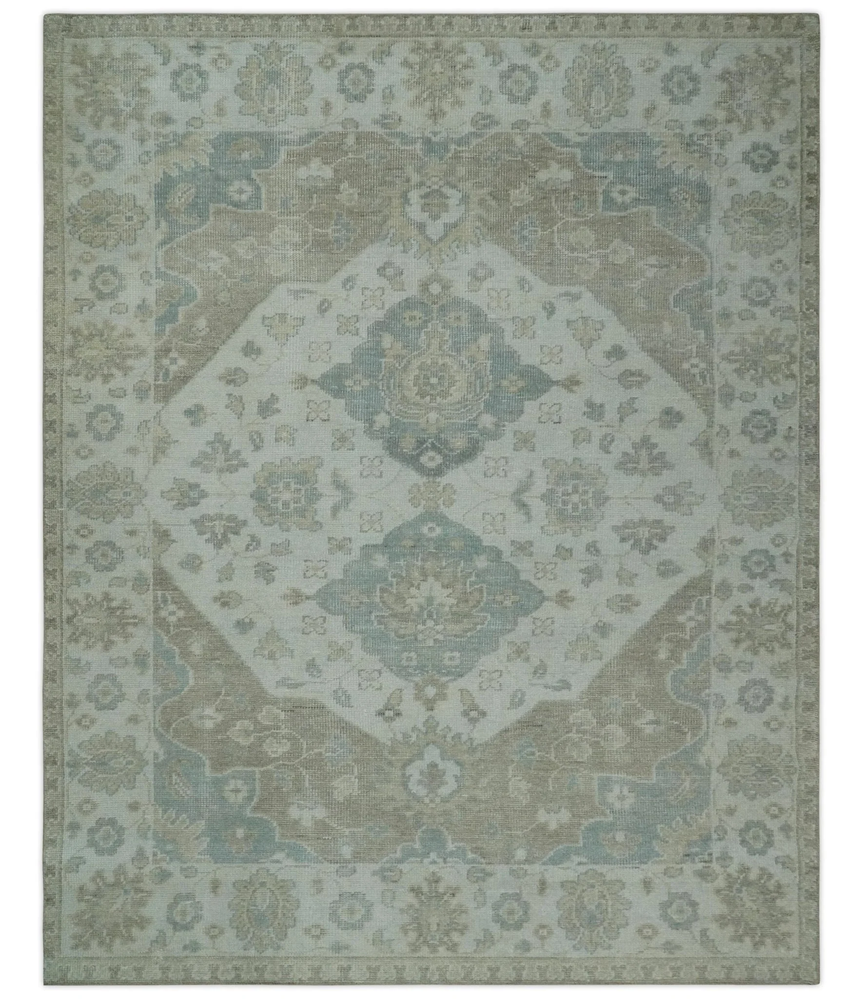 Antique Design Medallion Earthy Ivory and Camel 8x10 wool Area Rug