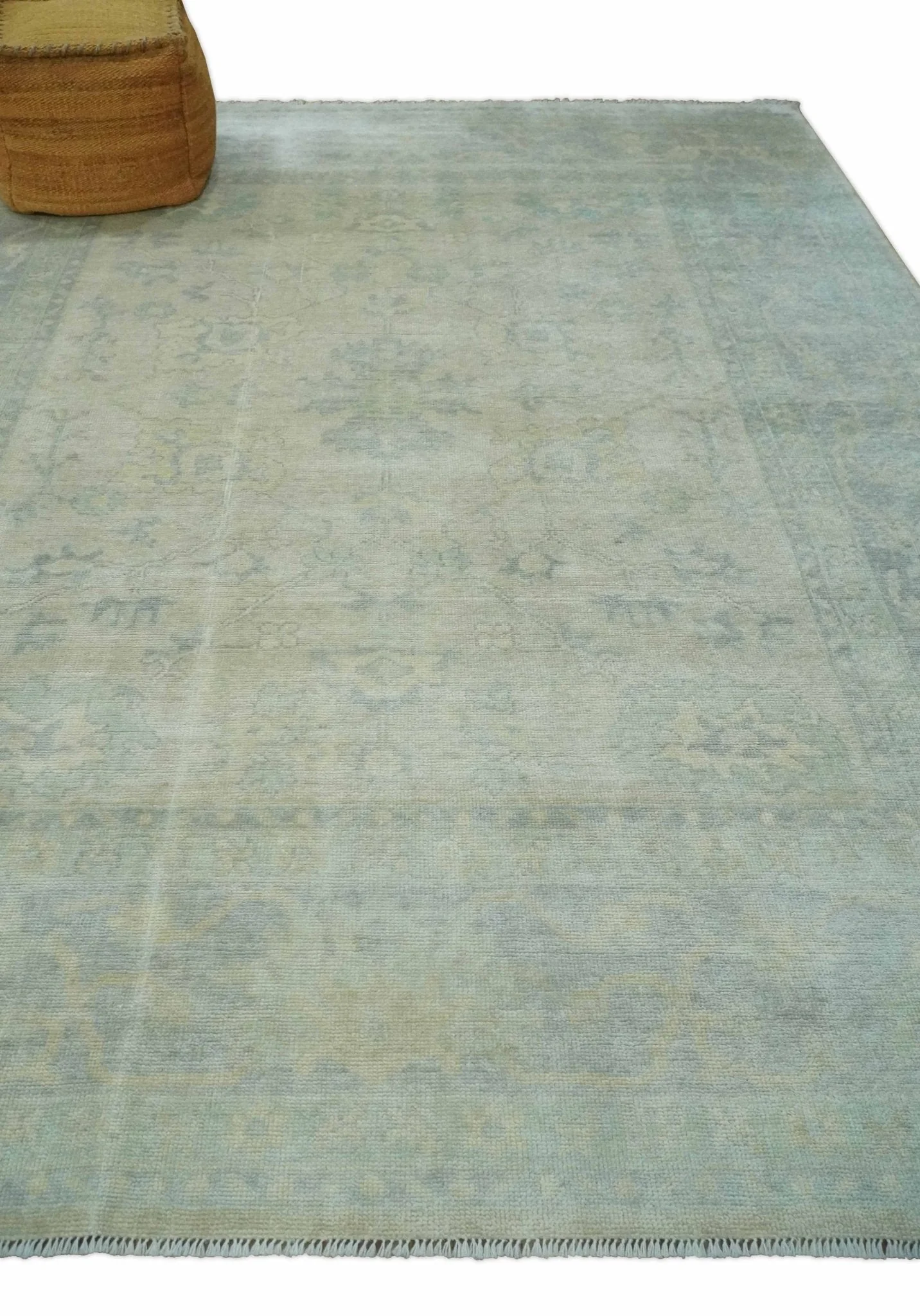Antique Finish Silver, Gray and Charcoal Hand Knotted Oriental Oushak 8x10 wool Area Rug - Image 3