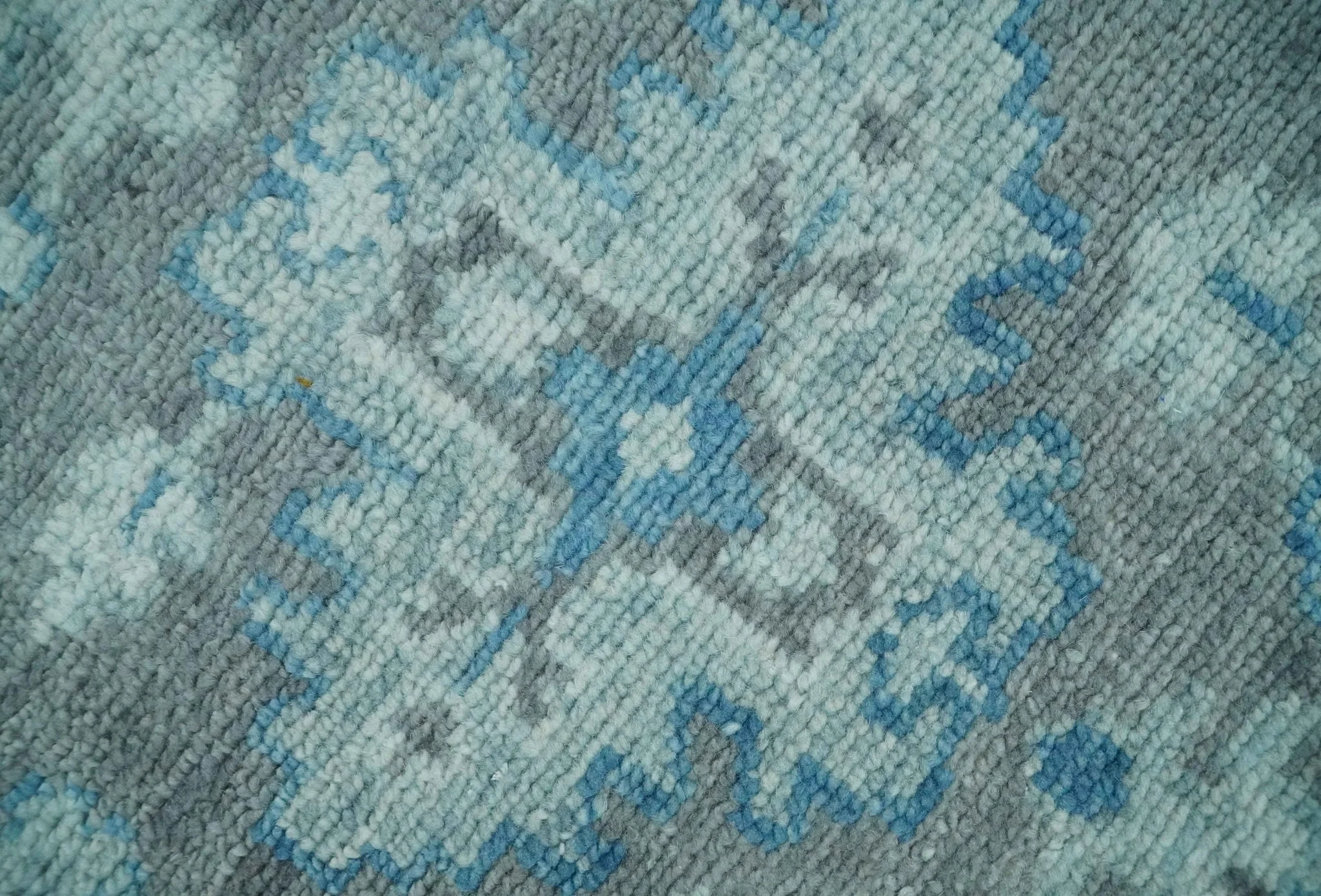 Antique Gray and Blue Hand Knotted 8x10 Oushak Turkish Wool Area Rug - Image 4