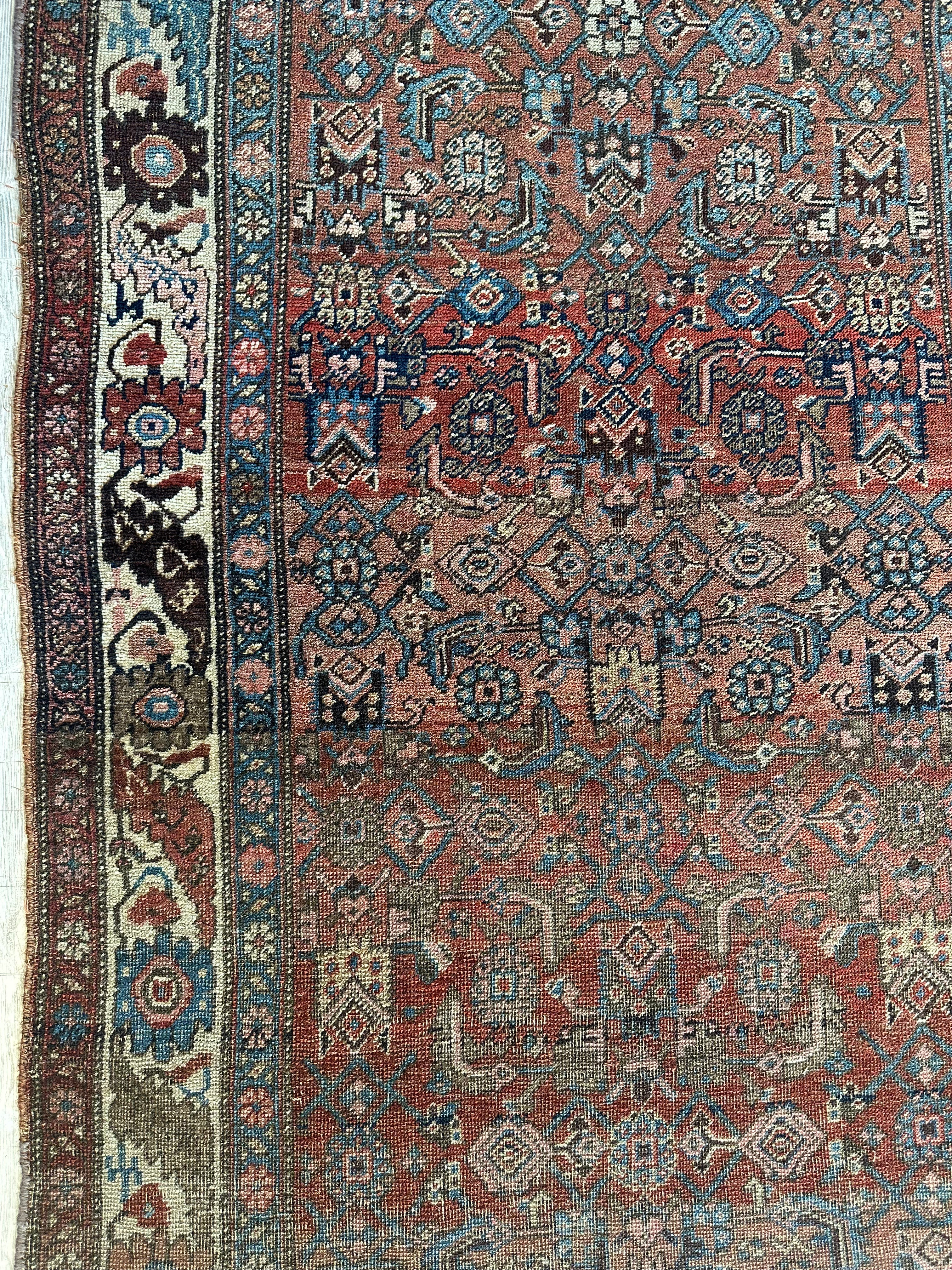 Antique Late 19th Century Persian Kurdish Gholtogh Rug 4 x 7 - Image 11