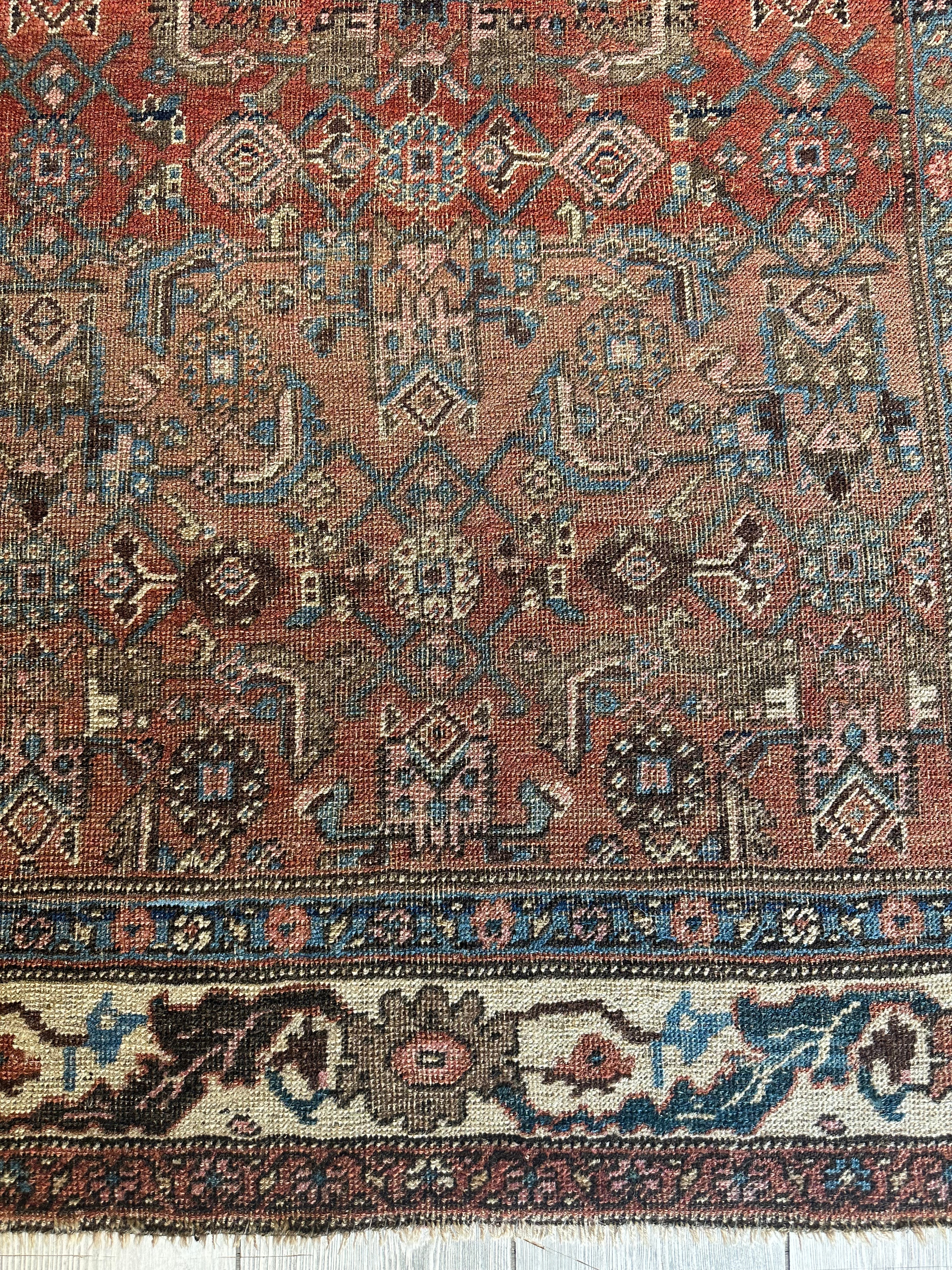 Antique Late 19th Century Persian Kurdish Gholtogh Rug 4 x 7 - Image 12