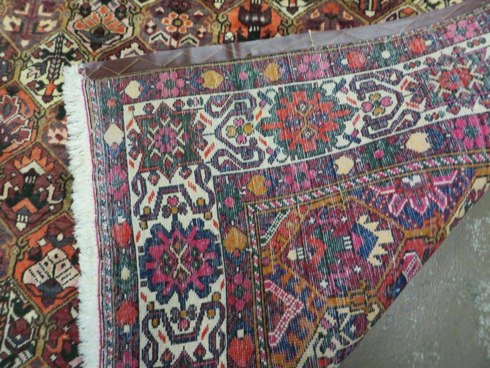 Antique Persian Bakhtiari Rug 7x10 - Multicolor Repeated Panel Design - Vegetable Dyed Rug - Hand Knotted Wool Room Sized Oriental Carpet 7 x 10 Rug - Image 10