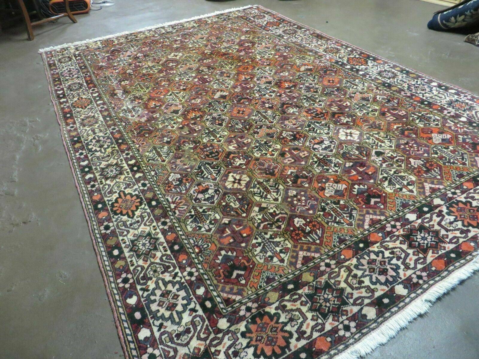 Antique Persian Bakhtiari Rug 7x10 - Multicolor Repeated Panel Design - Vegetable Dyed Rug - Hand Knotted Wool Room Sized Oriental Carpet 7 x 10 Rug - Image 2