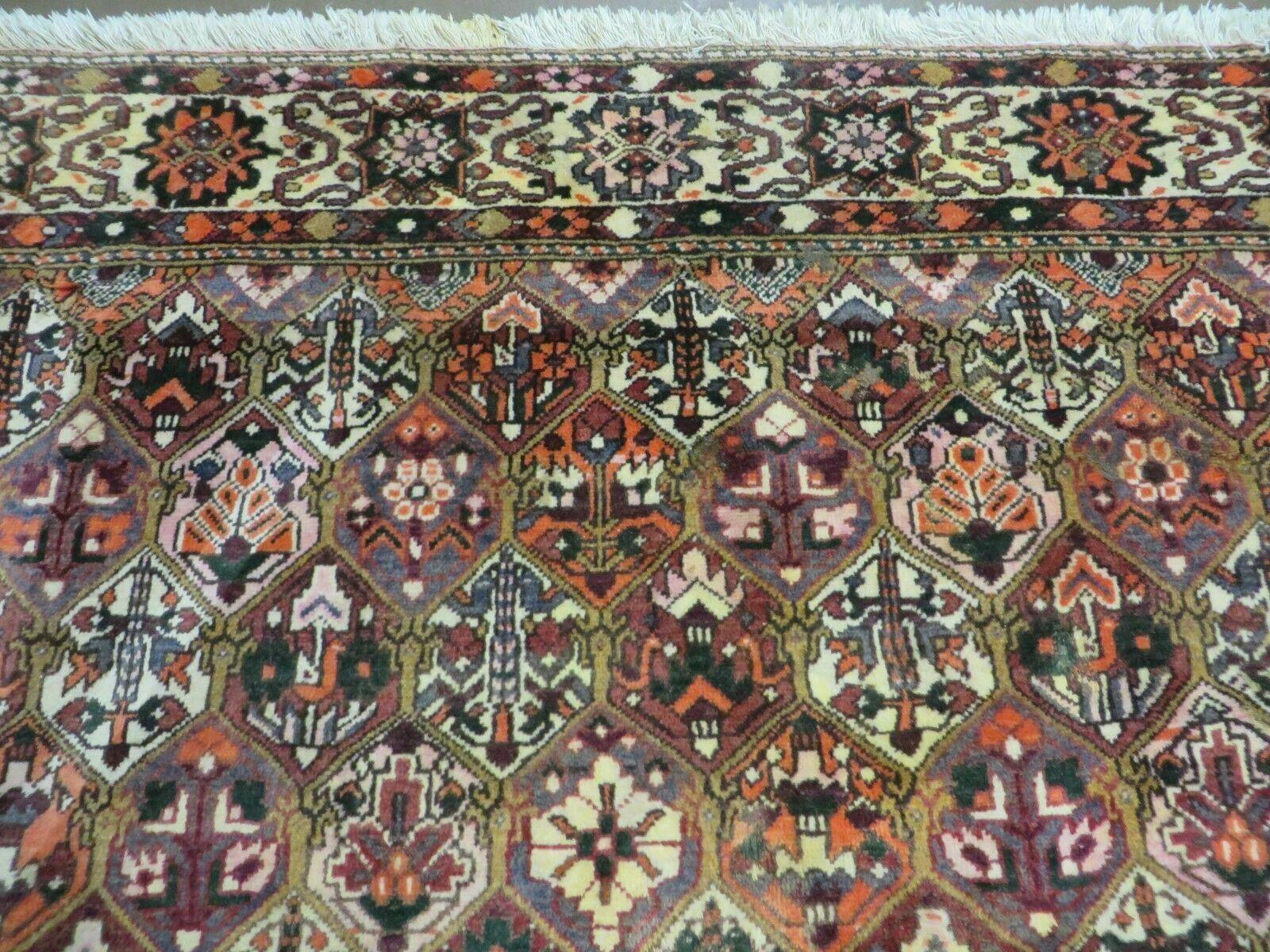 Antique Persian Bakhtiari Rug 7x10 - Multicolor Repeated Panel Design - Vegetable Dyed Rug - Hand Knotted Wool Room Sized Oriental Carpet 7 x 10 Rug - Image 3