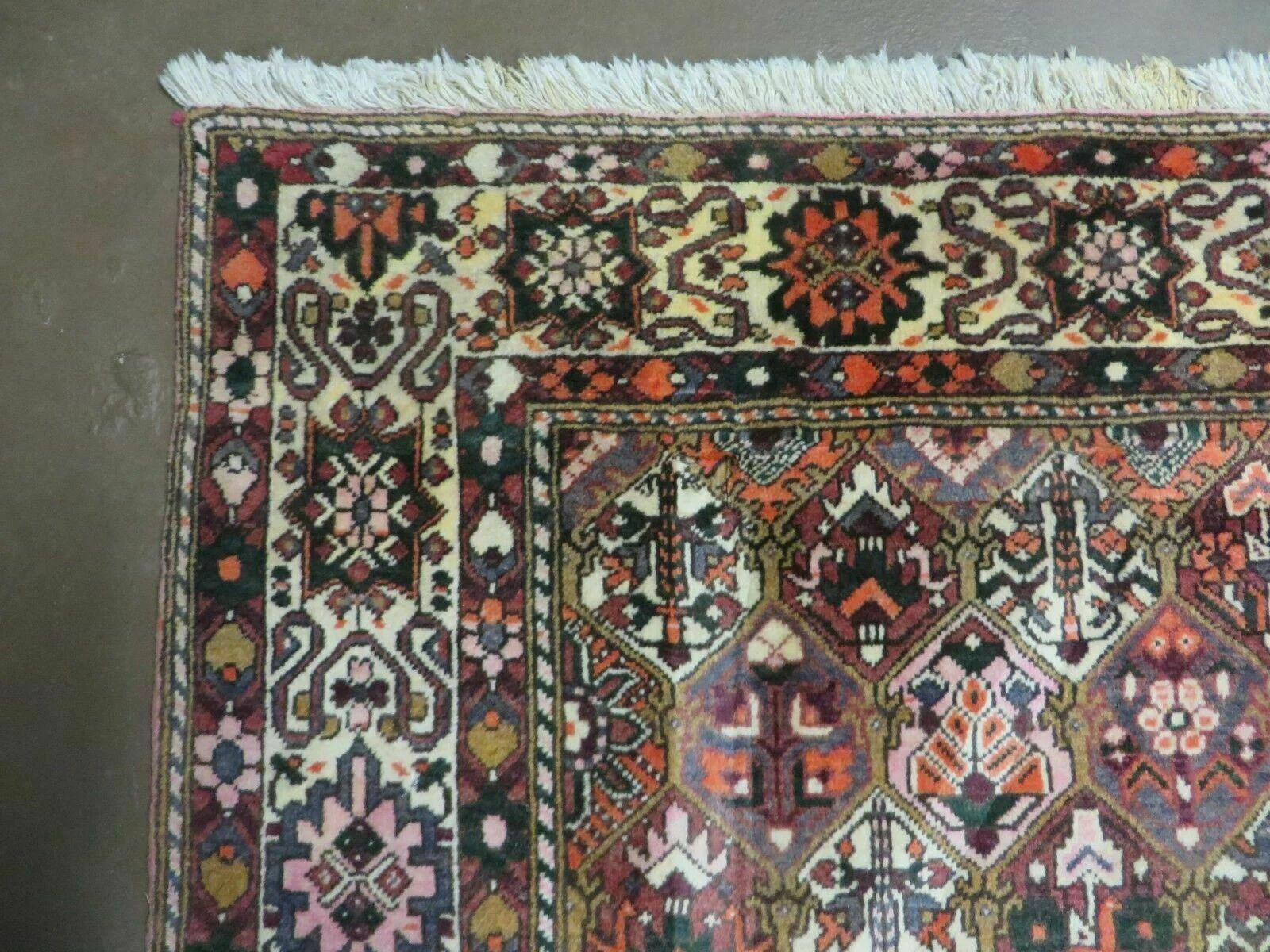Antique Persian Bakhtiari Rug 7x10 - Multicolor Repeated Panel Design - Vegetable Dyed Rug - Hand Knotted Wool Room Sized Oriental Carpet 7 x 10 Rug - Image 6