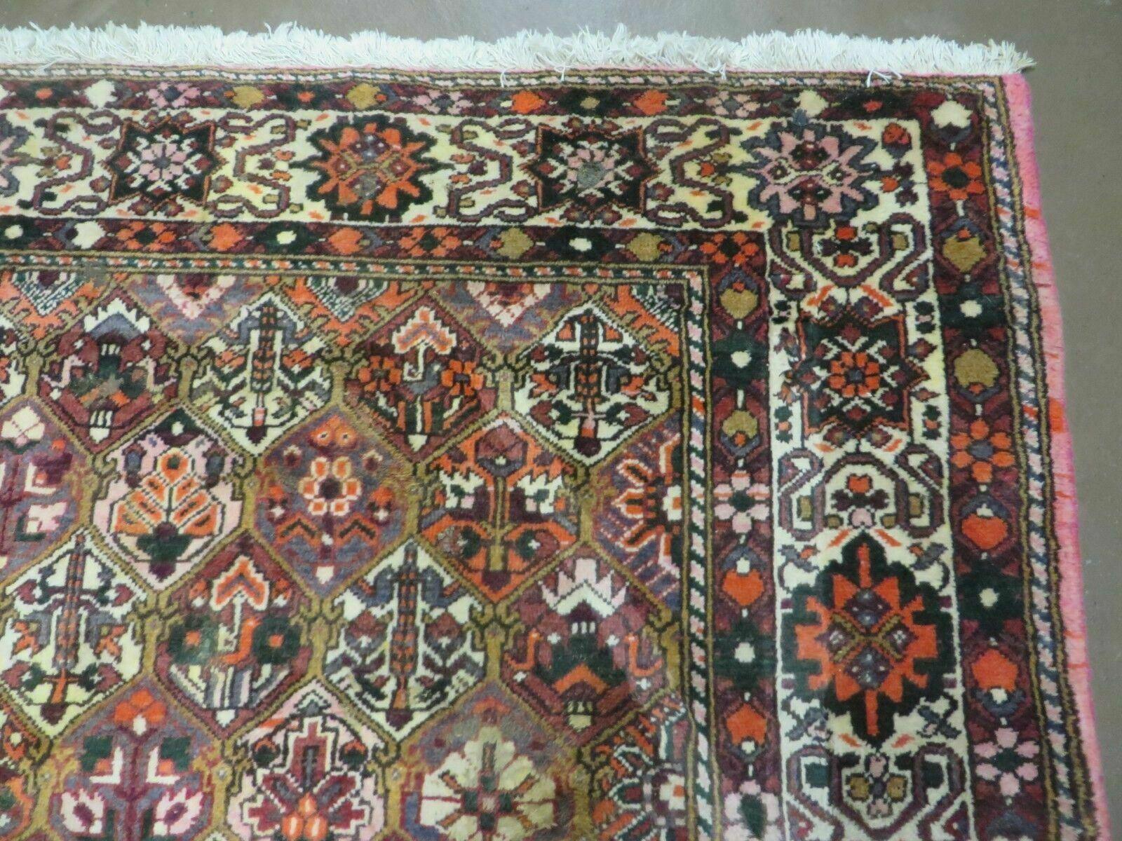 Antique Persian Bakhtiari Rug 7x10 - Multicolor Repeated Panel Design - Vegetable Dyed Rug - Hand Knotted Wool Room Sized Oriental Carpet 7 x 10 Rug - Image 7
