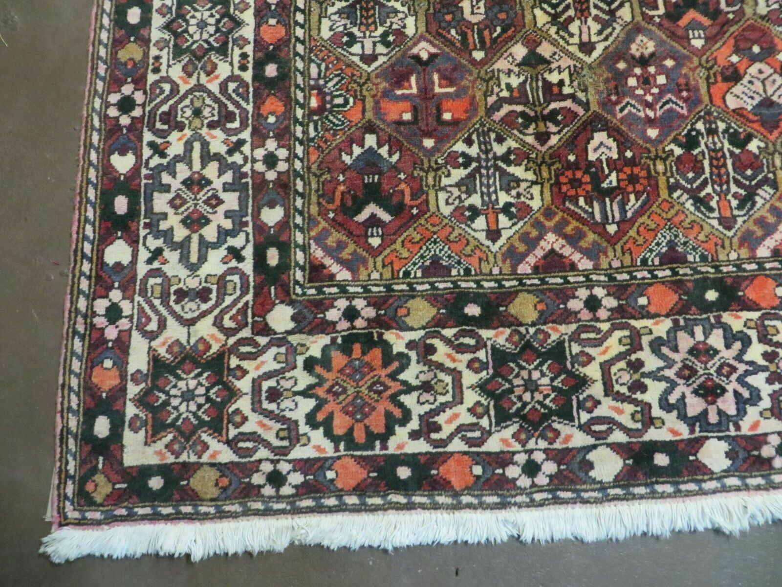 Antique Persian Bakhtiari Rug 7x10 - Multicolor Repeated Panel Design - Vegetable Dyed Rug - Hand Knotted Wool Room Sized Oriental Carpet 7 x 10 Rug - Image 8