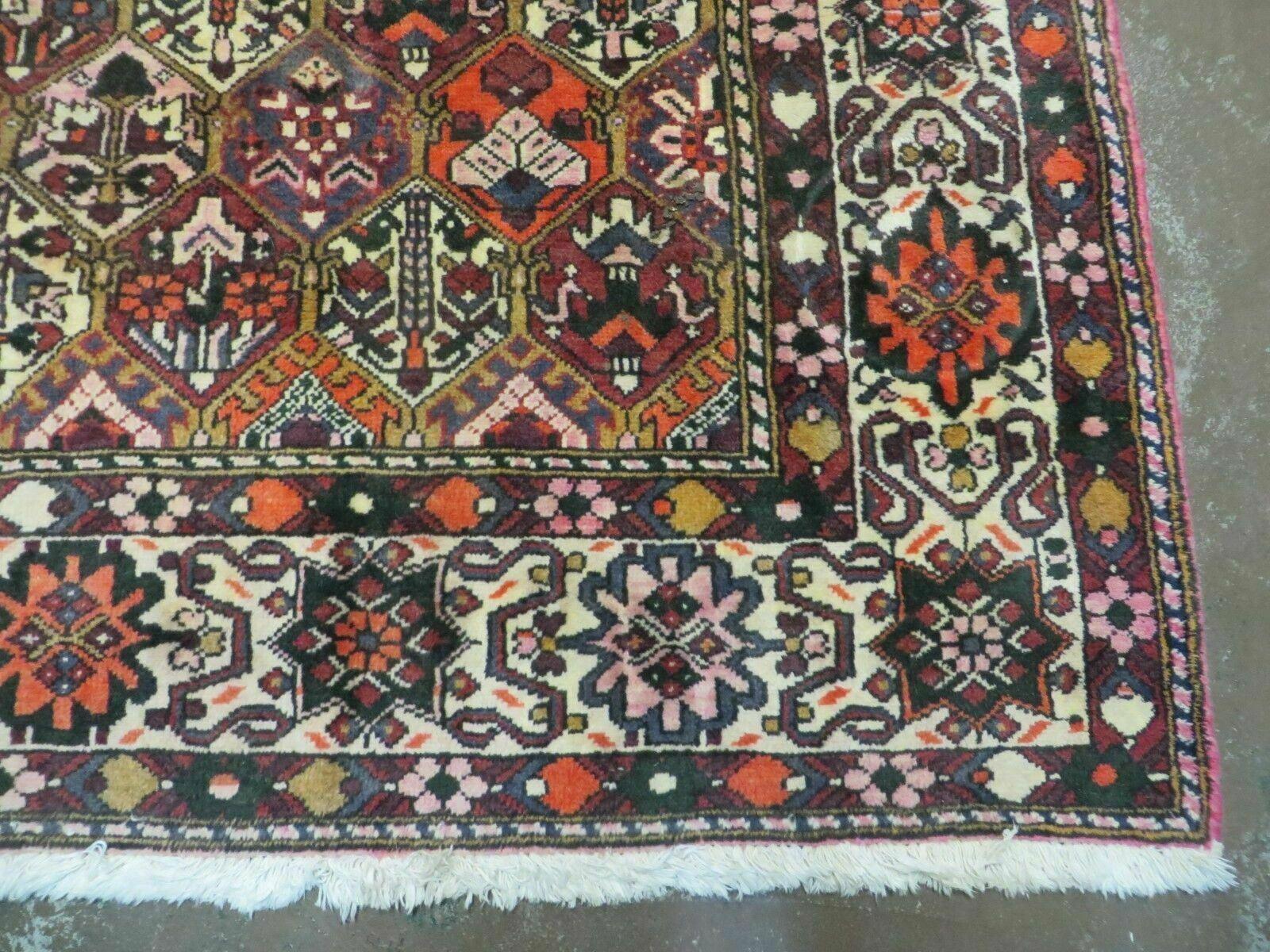 Antique Persian Bakhtiari Rug 7x10 - Multicolor Repeated Panel Design - Vegetable Dyed Rug - Hand Knotted Wool Room Sized Oriental Carpet 7 x 10 Rug - Image 9