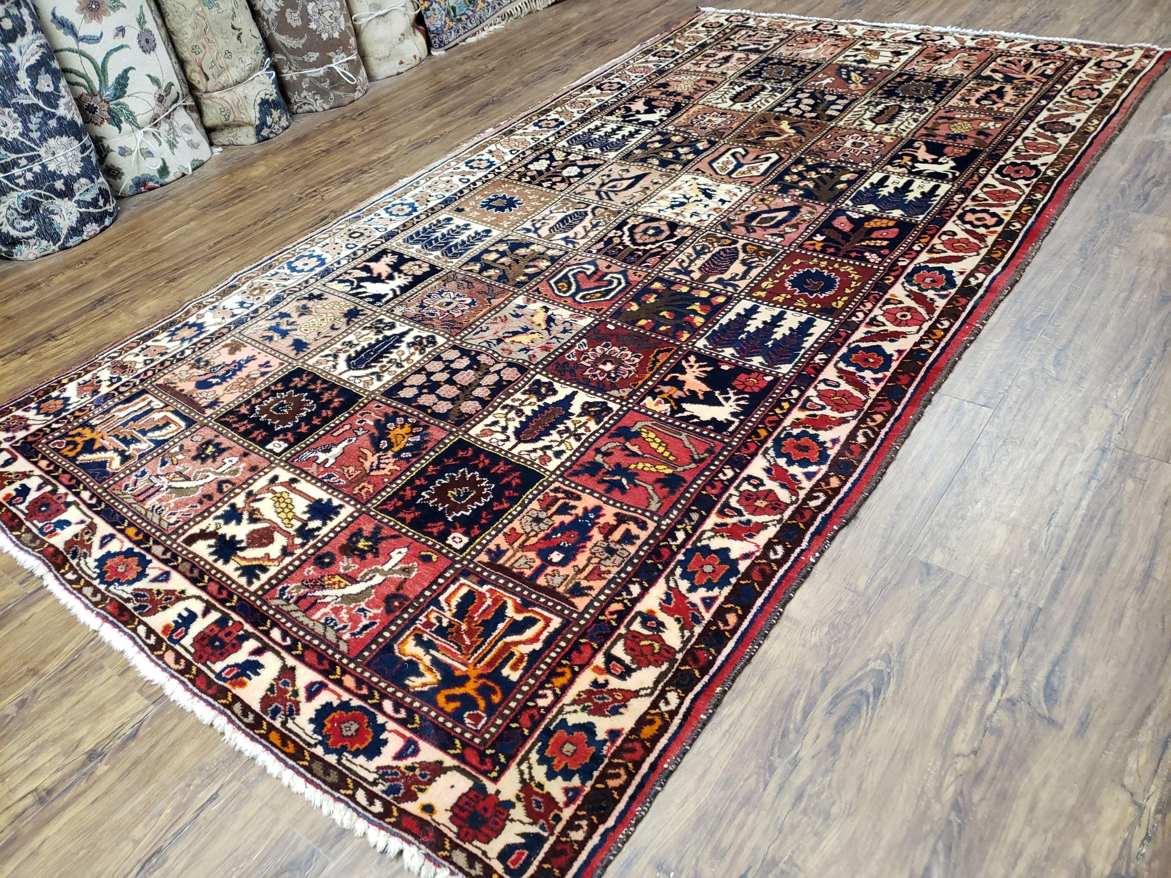 Antique Persian Bakhtiari Rug circa 1920s, Kheshti Panel Design, Wool, Hand-Knotted, 5'3" x 10' - Image 2