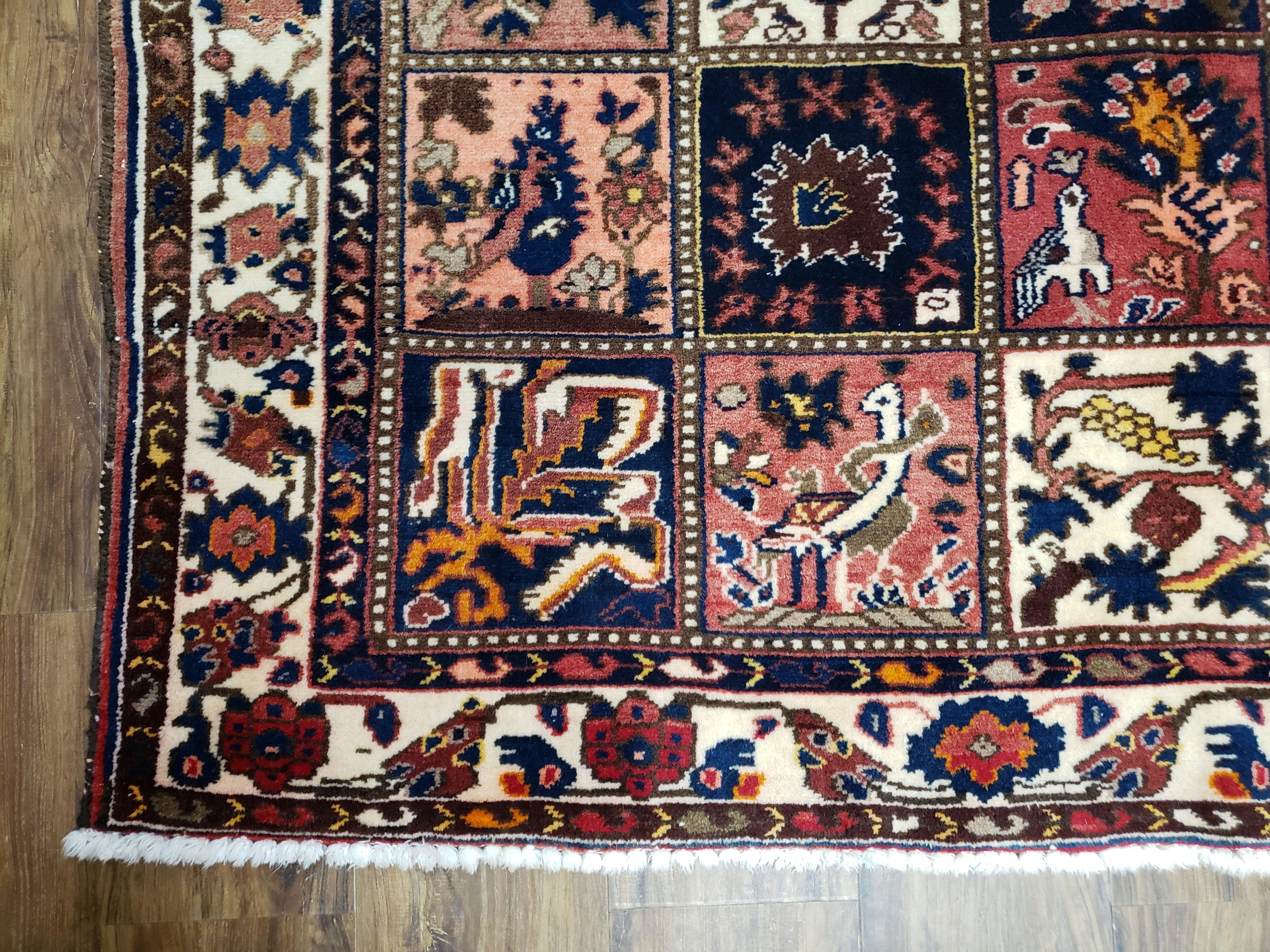 Antique Persian Bakhtiari Rug circa 1920s, Kheshti Panel Design, Wool, Hand-Knotted, 5'3" x 10' - Image 8