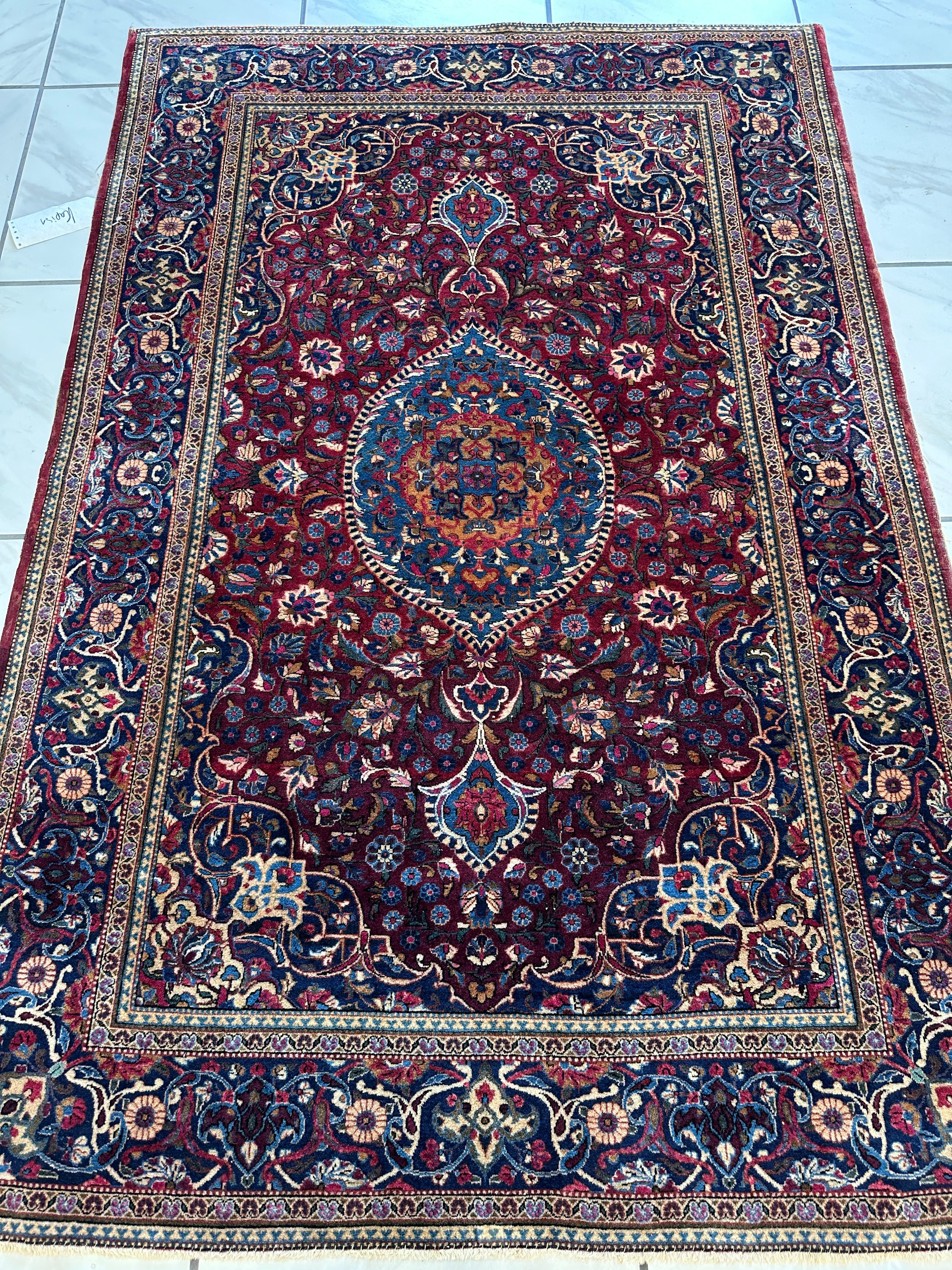 Antique Persian Kashan Debir Rug – 4’3” x 6’4” – Circa 1920s – Hand-Knotted Fine Wool - Image 3