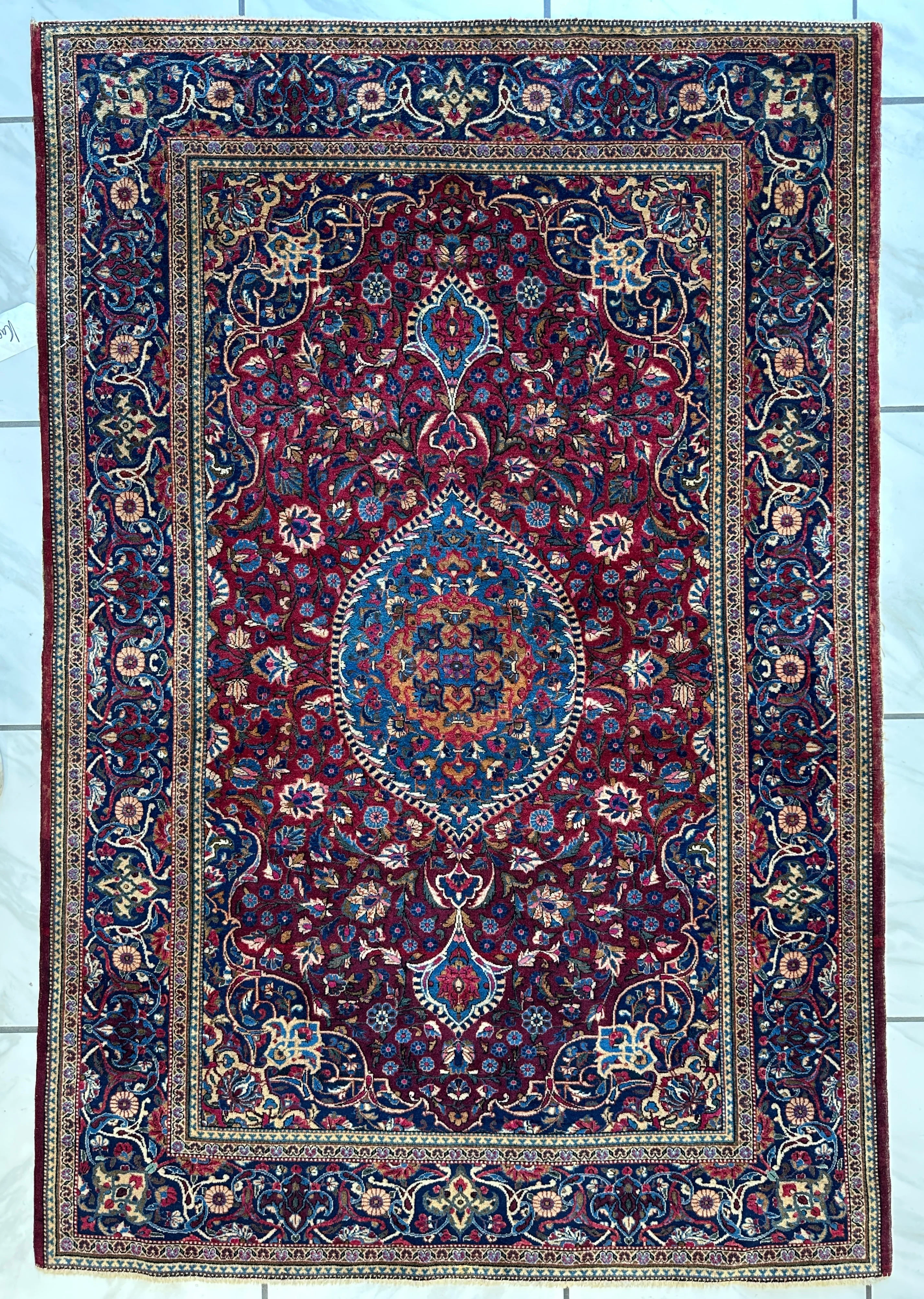 Antique Persian Kashan Debir Rug – 4’3” x 6’4” – Circa 1920s – Hand-Knotted Fine Wool - Image 7