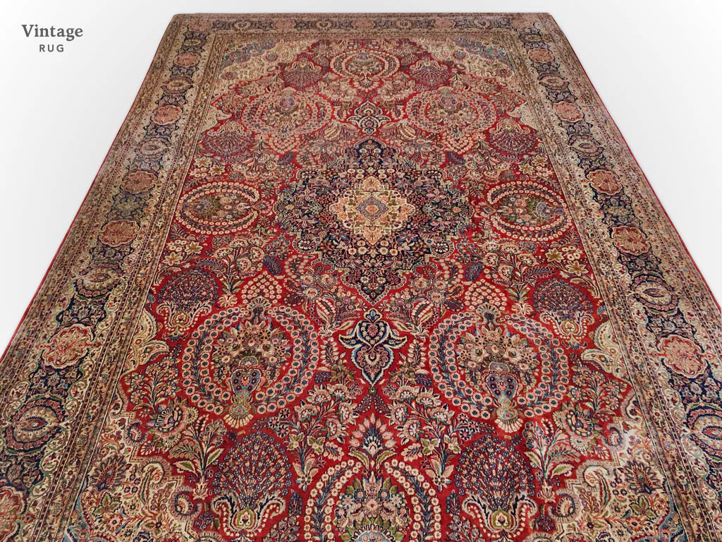 Antique Kasvin (10'09"x17'08") red/navy - Image 2