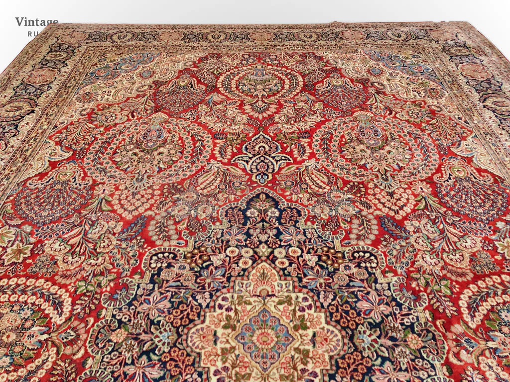 Antique Kasvin (10'09"x17'08") red/navy - Image 3