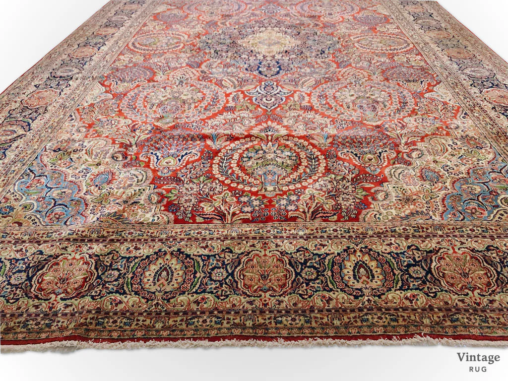 Antique Kasvin (10'09"x17'08") red/navy - Image 4