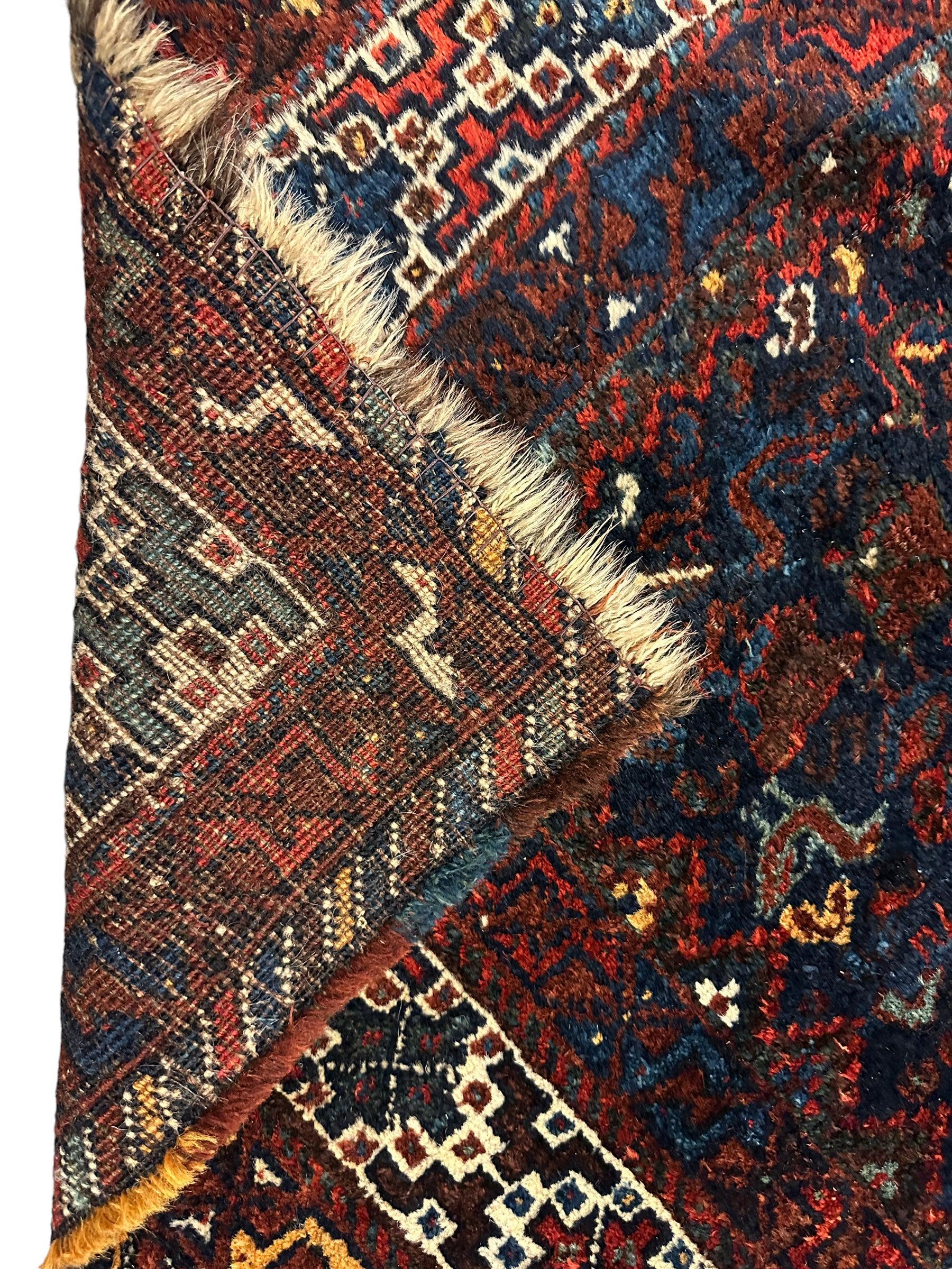 Antique Persian Khamseh Tribal Rug 4' x 5’10” - Image 11