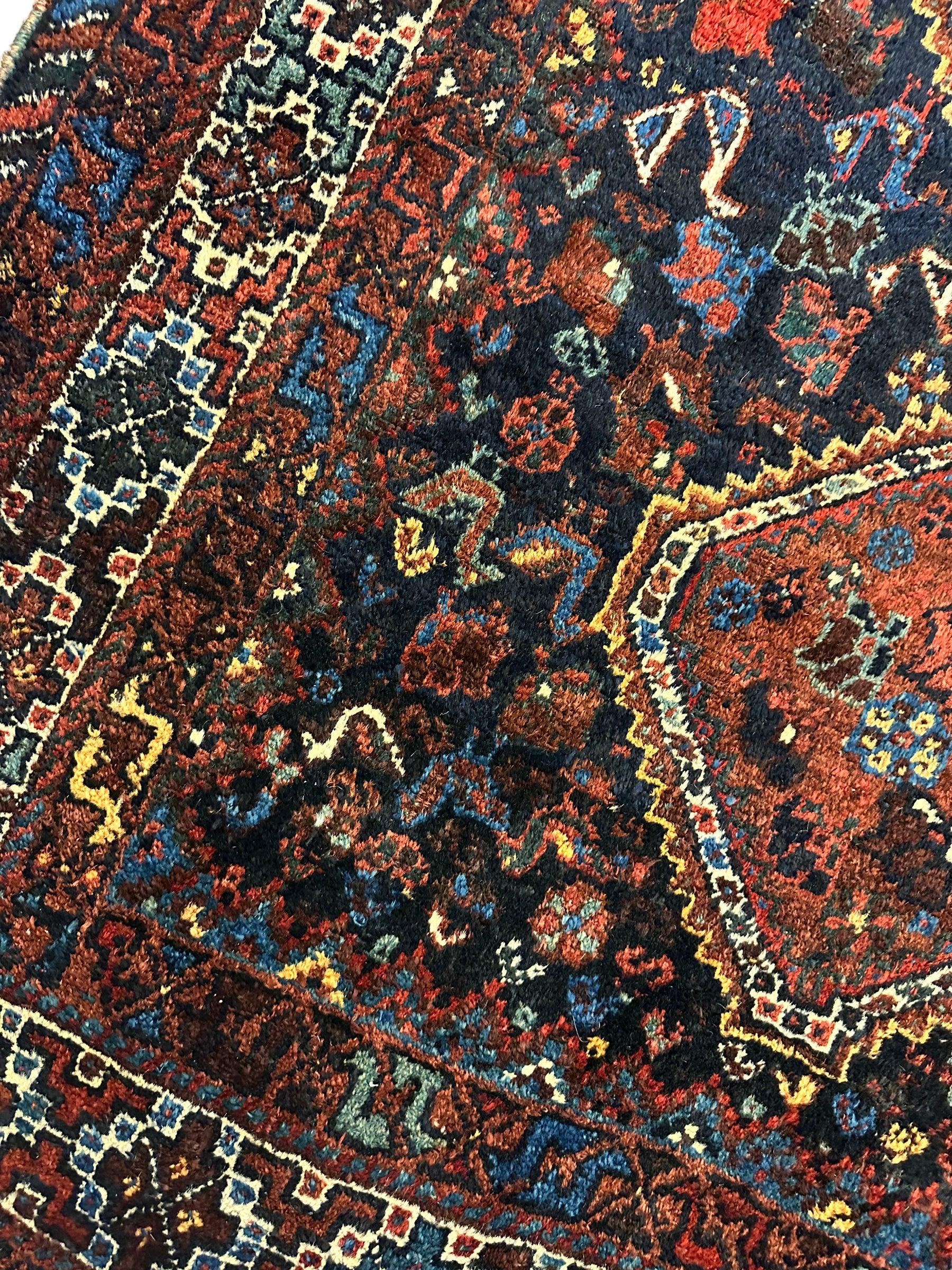 Antique Persian Khamseh Tribal Rug 4' x 5’10” - Image 8