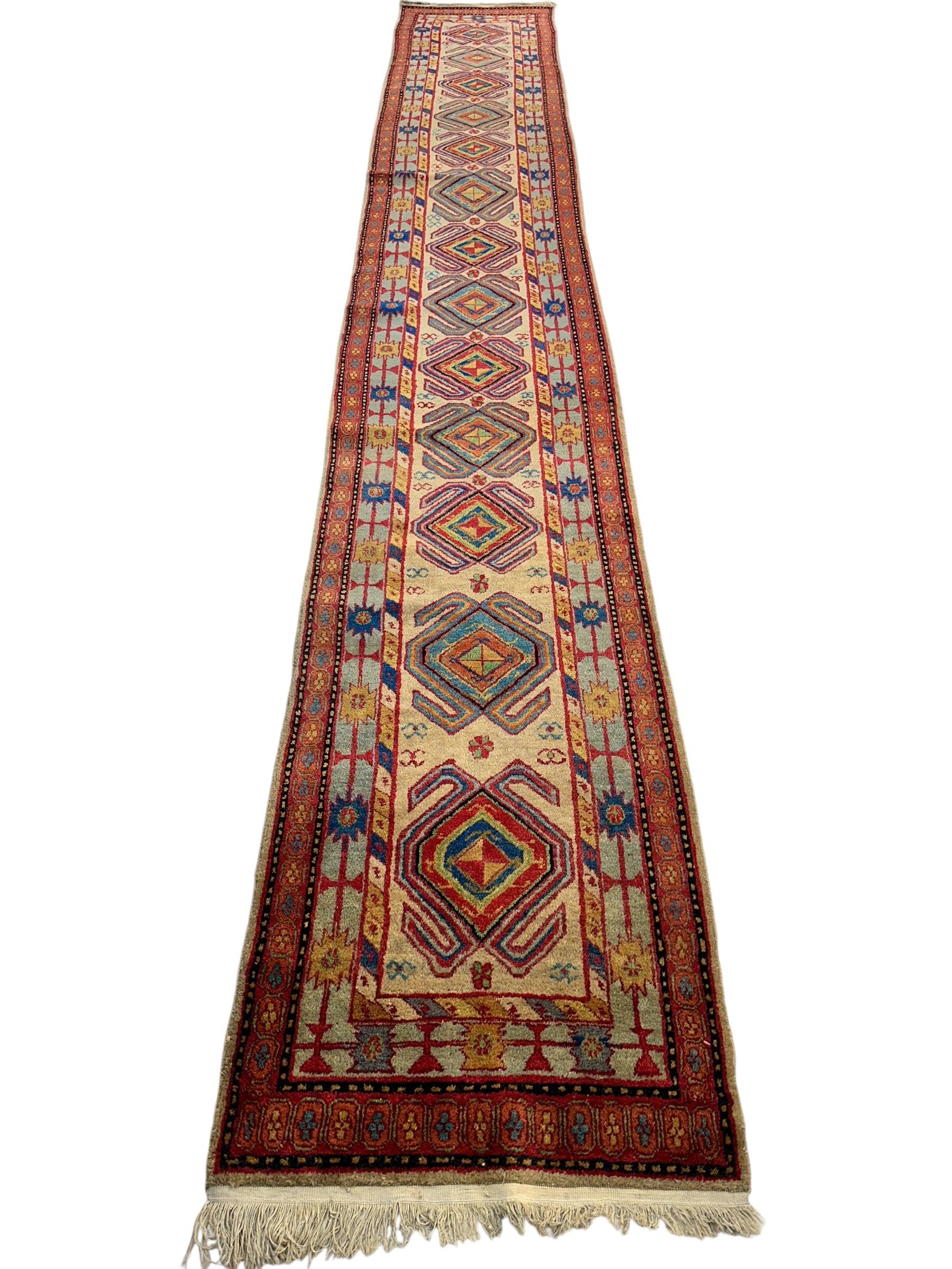 Antique Persian Lambran Runner Rug - 2'5" x 15'7" - Handwoven Wool, Circa 1930s - Image 2
