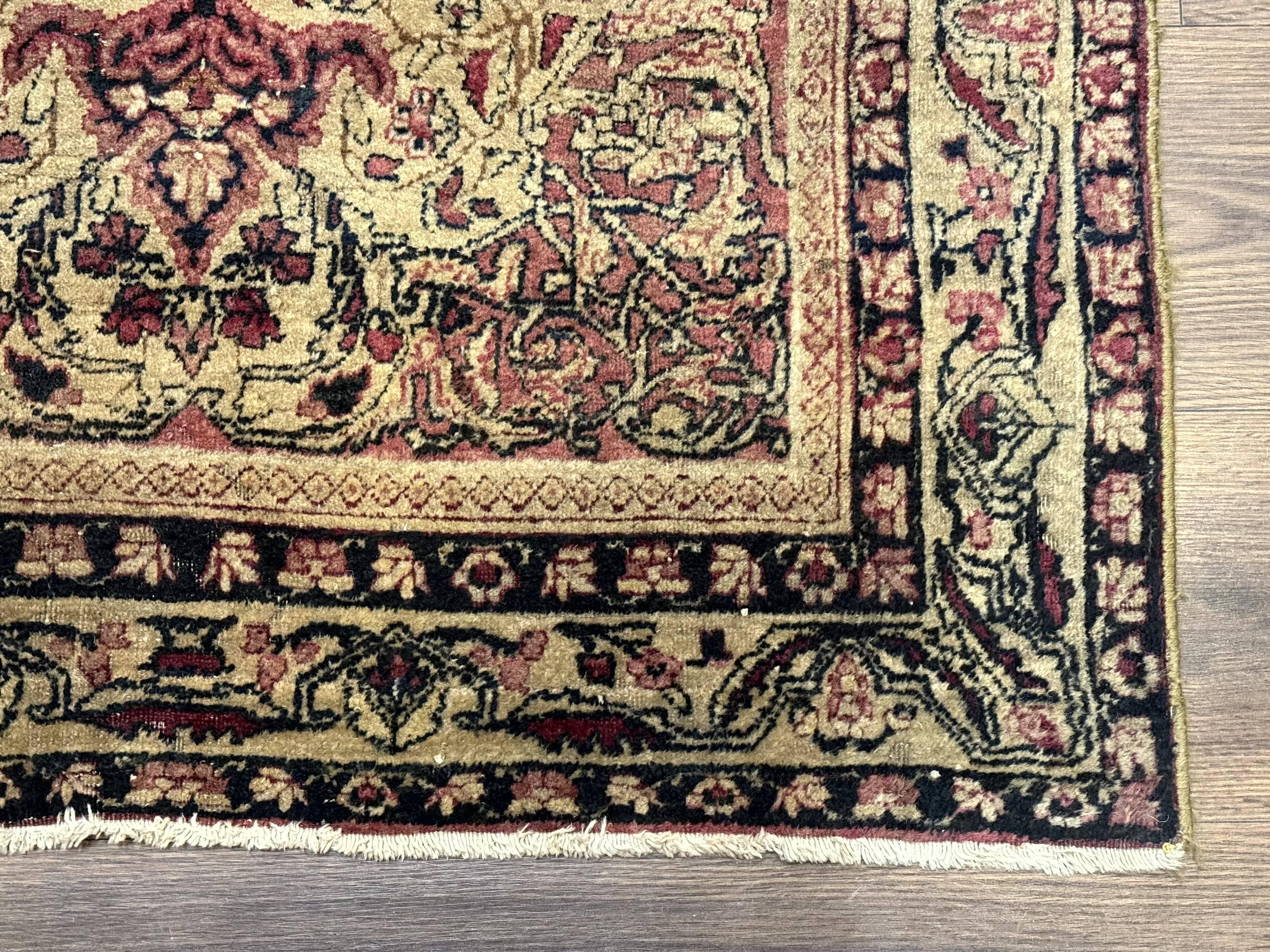 Antique Persian Lavar Rug 3x5, Persian Kerman Rug, Traditional Persian Carpet - Image 9