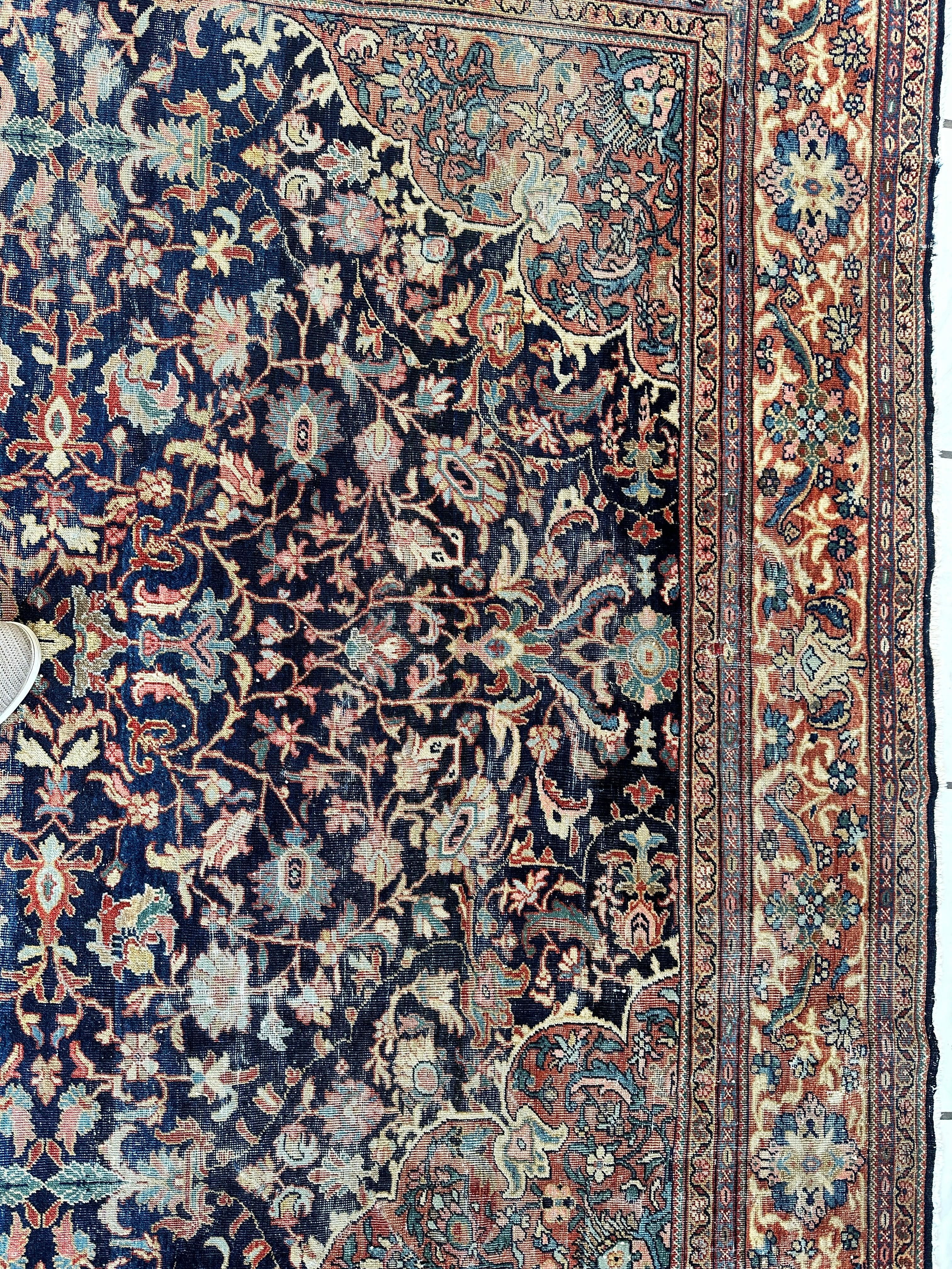 Antique Persian Mahal Rug 8’3”x12’ - Circa 1900 Treasure - Image 10
