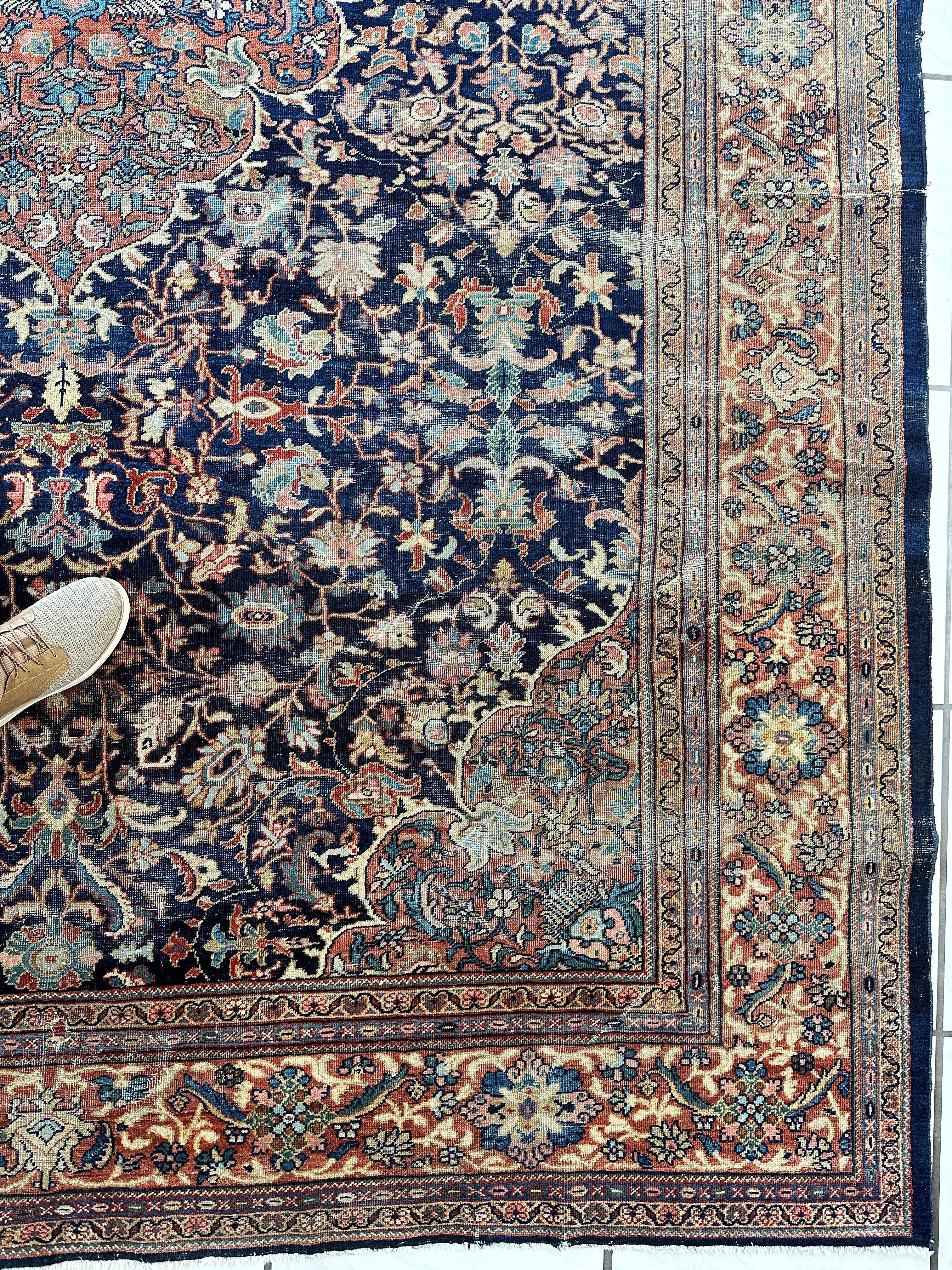 Antique Persian Mahal Rug 8’3”x12’ - Circa 1900 Treasure - Image 11