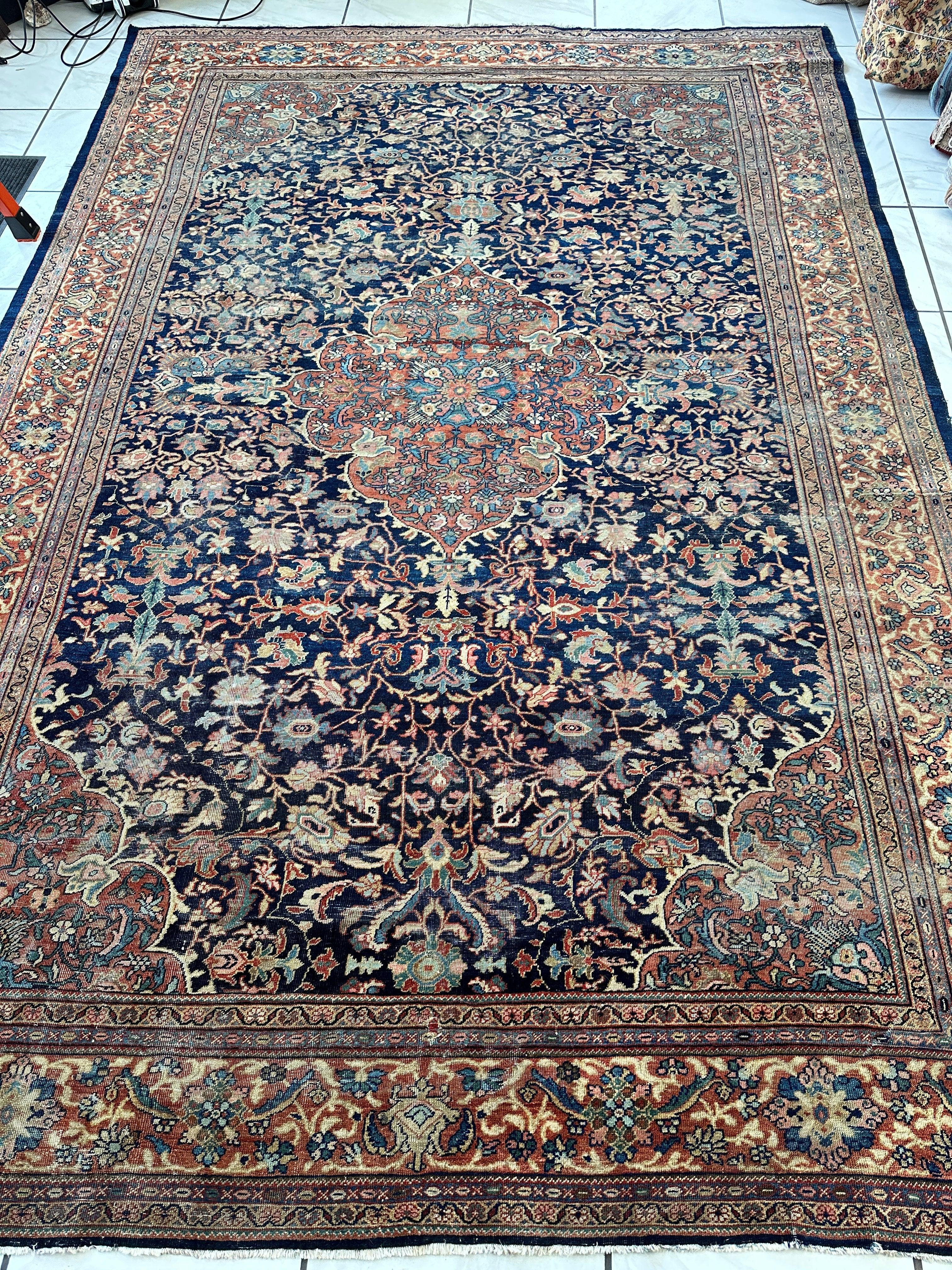 Antique Persian Mahal Rug 8’3”x12’ - Circa 1900 Treasure - Image 2