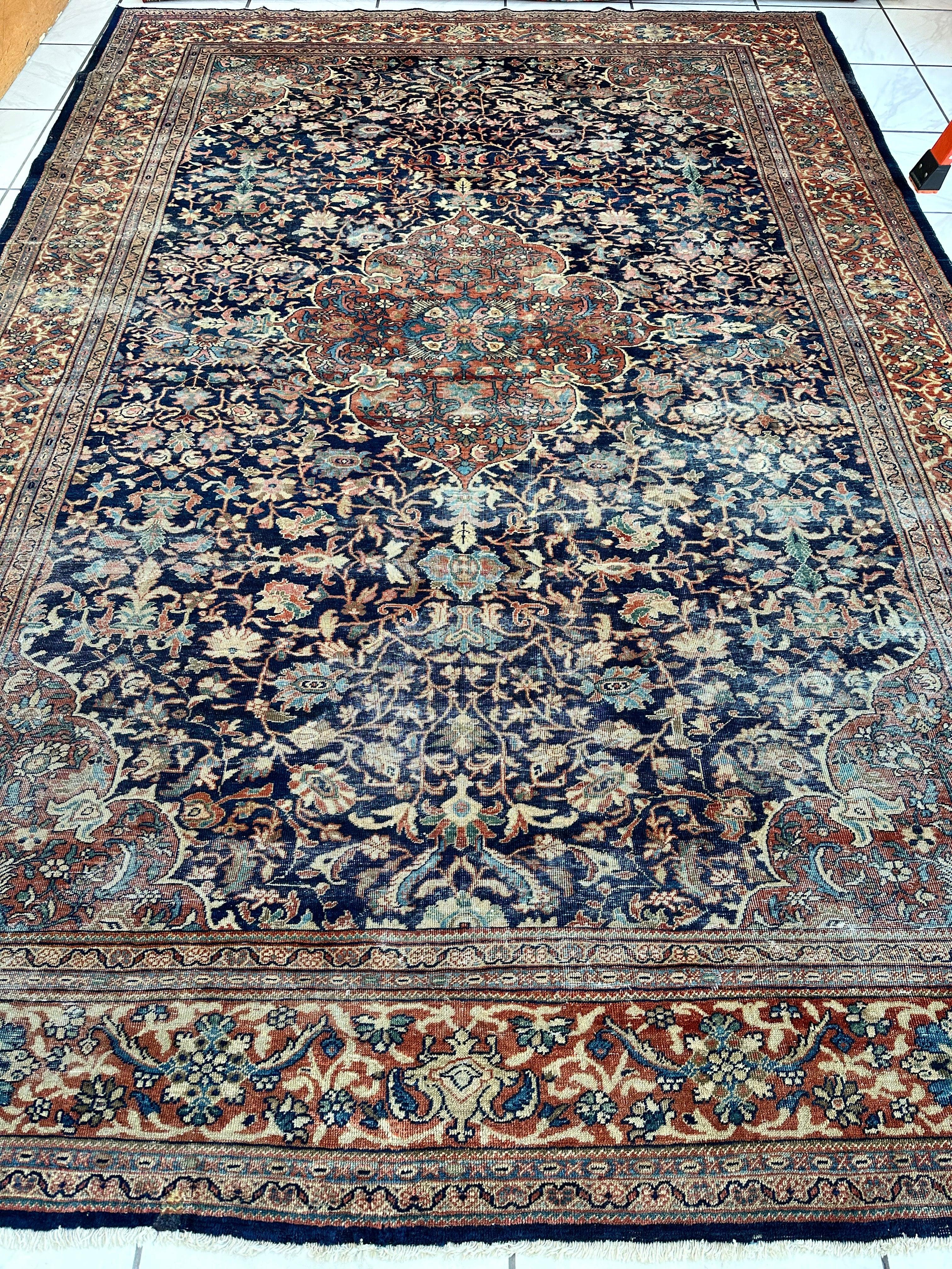 Antique Persian Mahal Rug 8’3”x12’ - Circa 1900 Treasure - Image 3