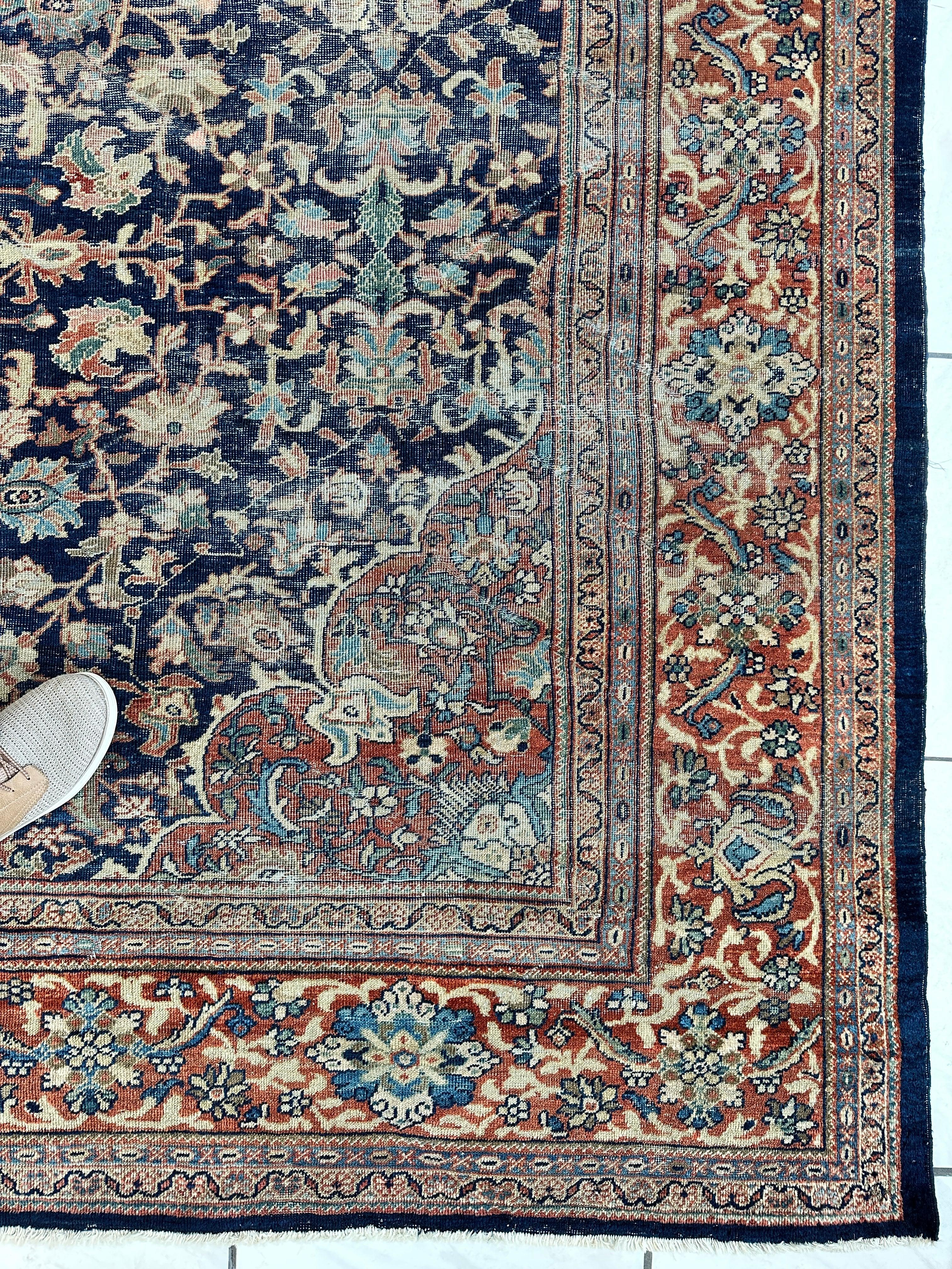 Antique Persian Mahal Rug 8’3”x12’ - Circa 1900 Treasure - Image 5