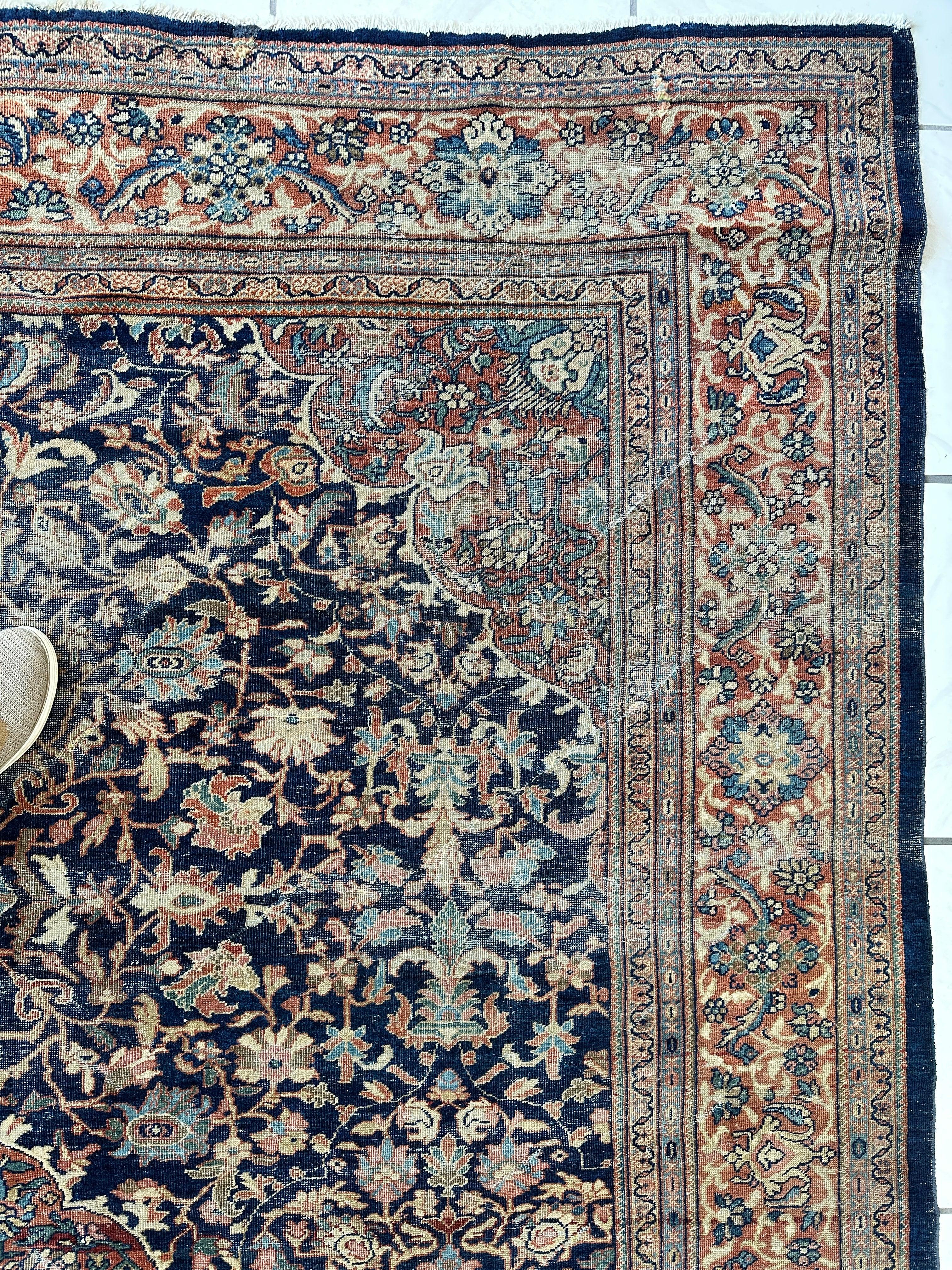 Antique Persian Mahal Rug 8’3”x12’ - Circa 1900 Treasure - Image 7