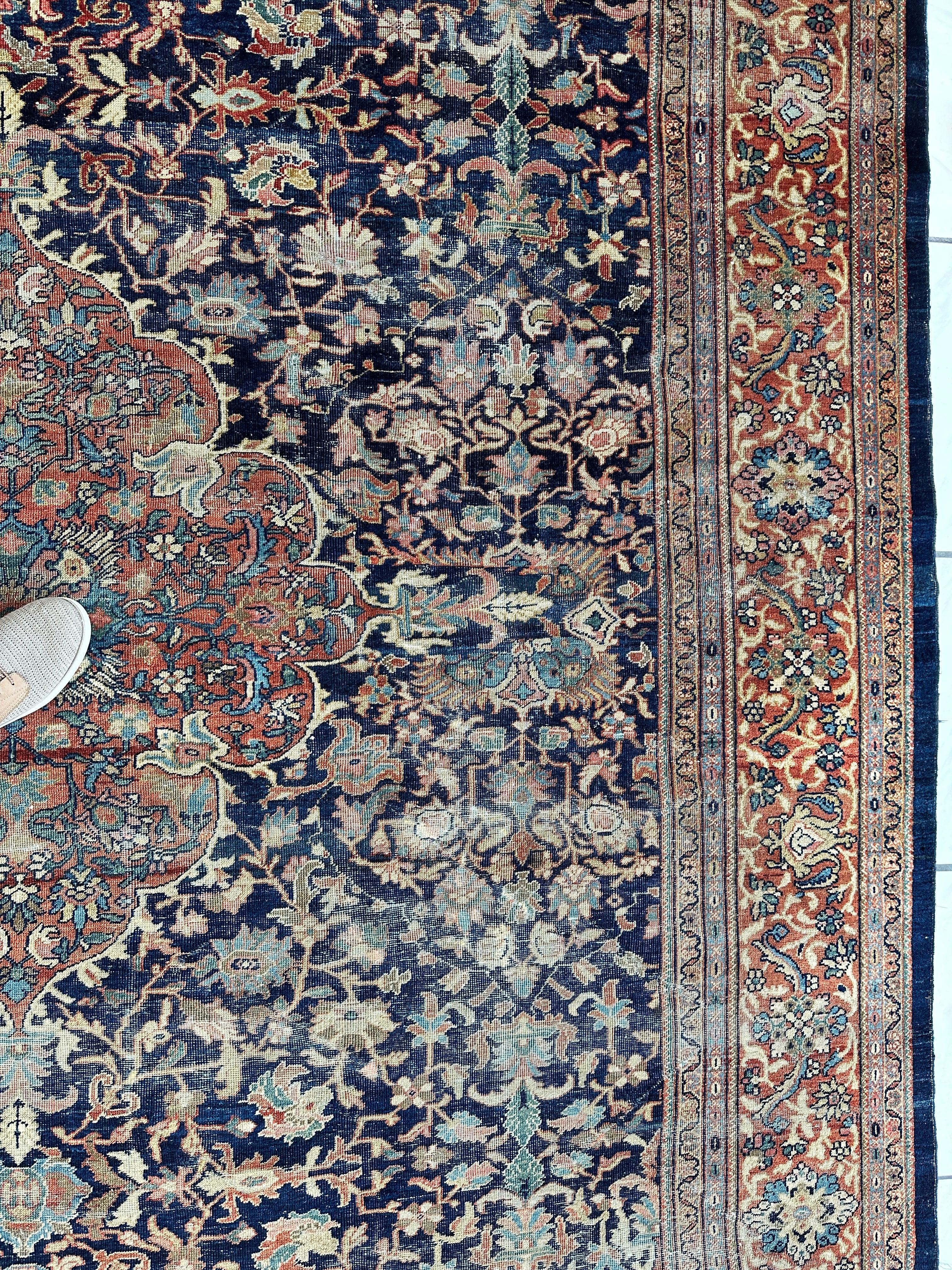 Antique Persian Mahal Rug 8’3”x12’ - Circa 1900 Treasure - Image 8