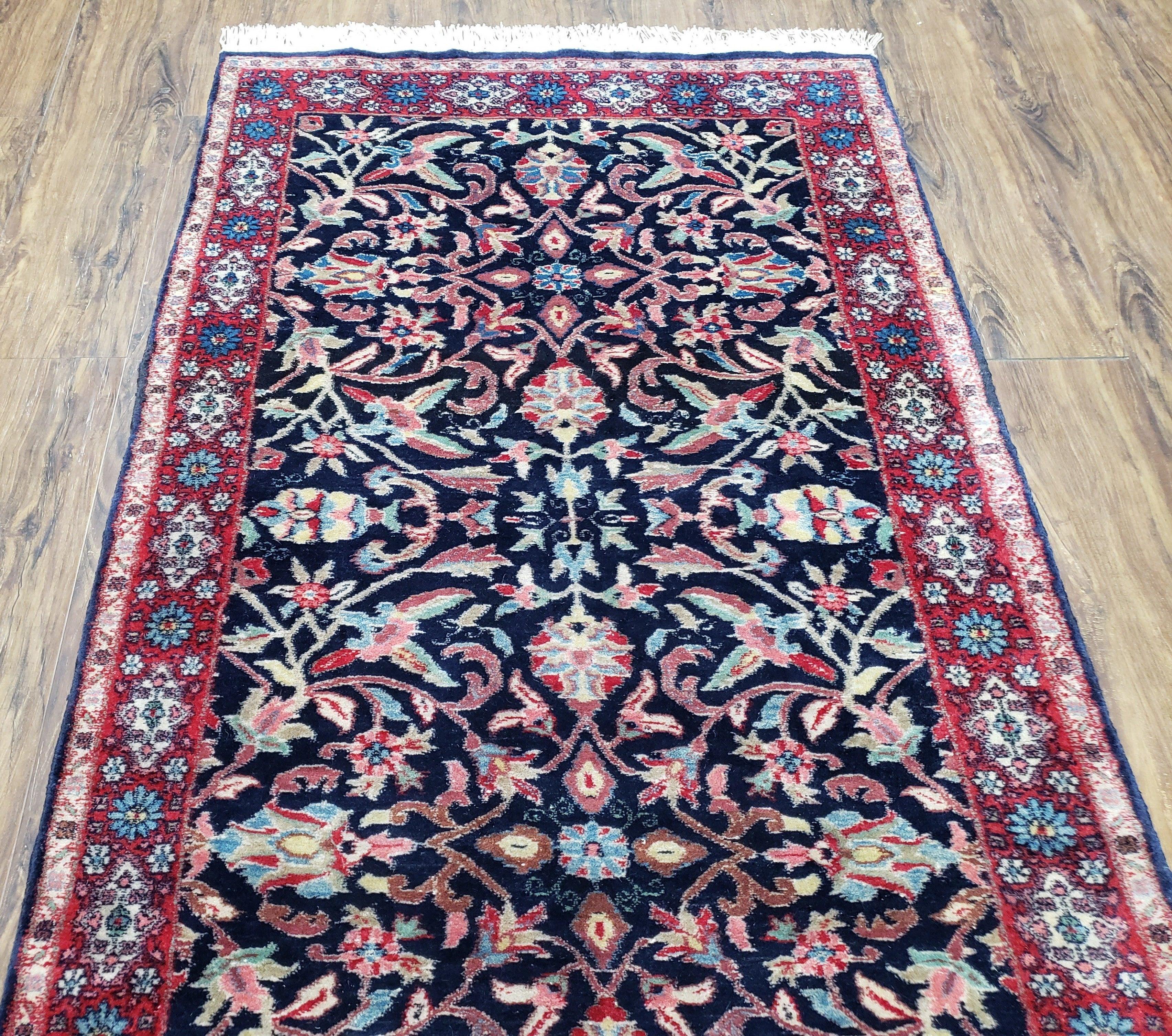 Antique Persian Sarouk Rug 3x5, Navy Blue, Allover Pattern, Hand Knotted - Image 11