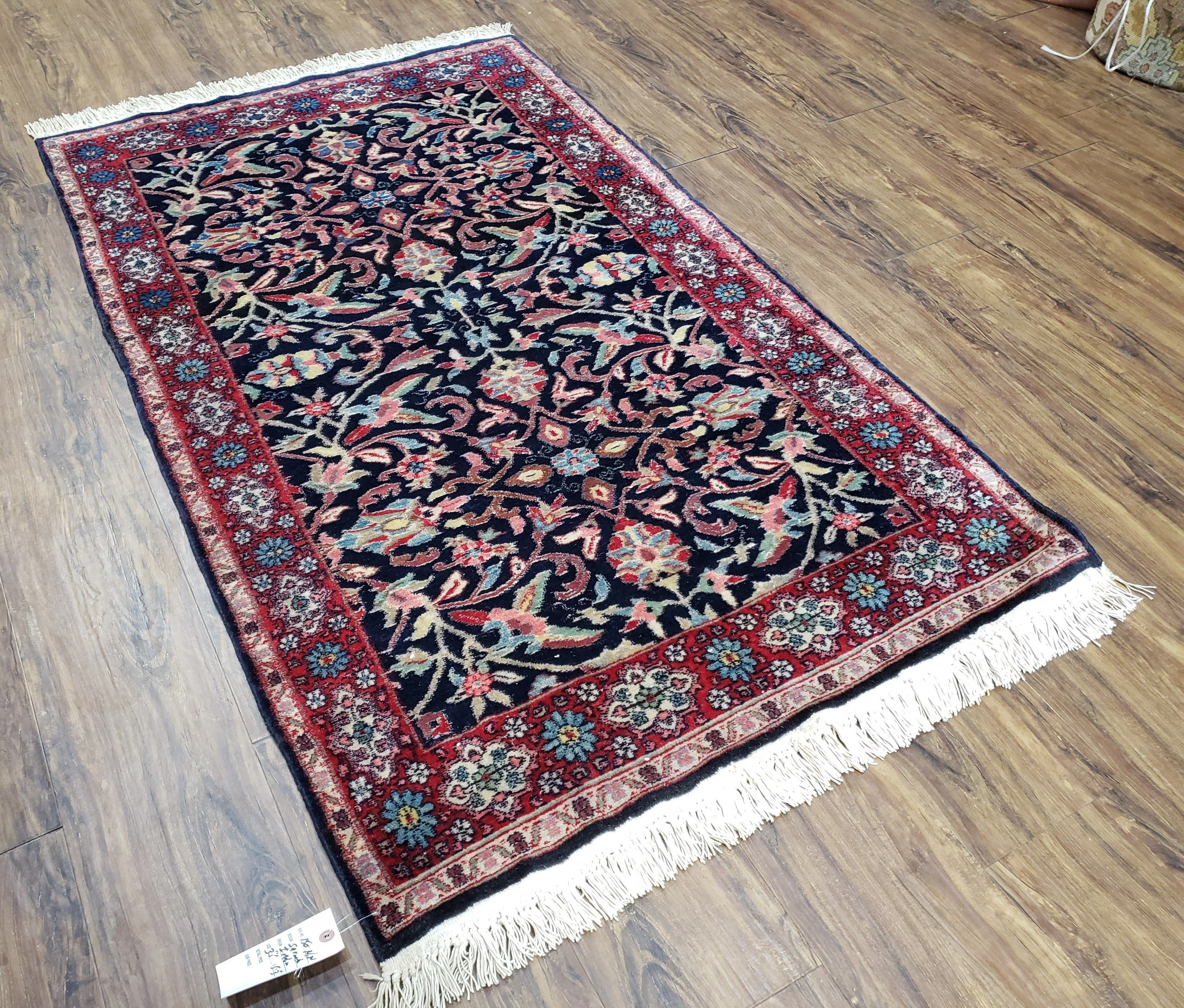 Antique Persian Sarouk Rug 3x5, Navy Blue, Allover Pattern, Hand Knotted - Image 12