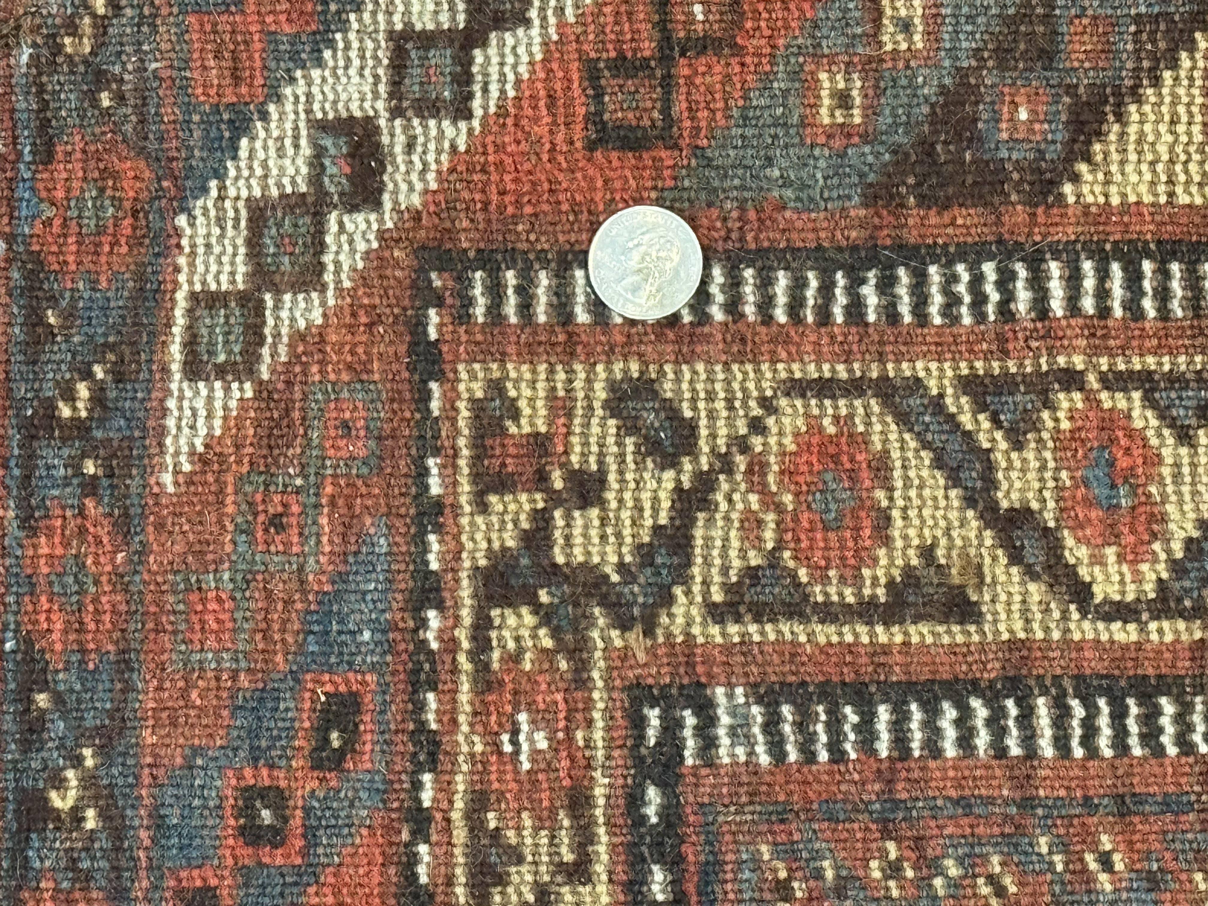 Antique Persian Shiraz Rug 5x8, Khamseh Tribal Wool 1920s Carpet, Navy Blue - Image 10