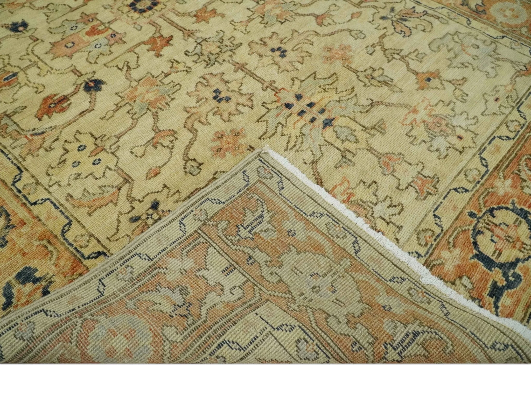 Antique Style Empress Tabriz 6x8 Hand Knotted Beige and Rust Modern Traditional Wool Rug | N35368 - Image 7
