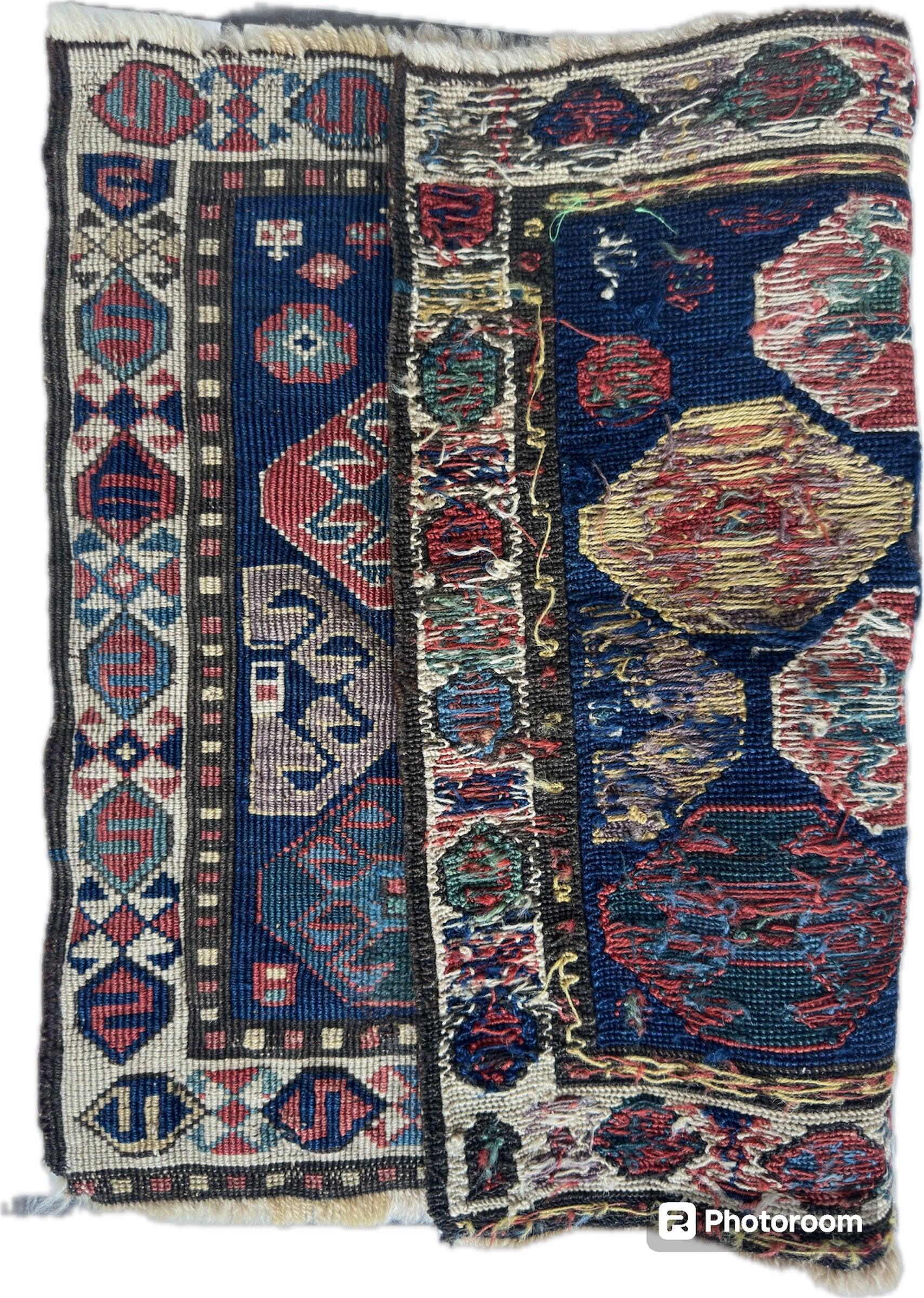 Antique Tribal Shahsavan Caucasian Bagface - 26" X 18" - Image 2