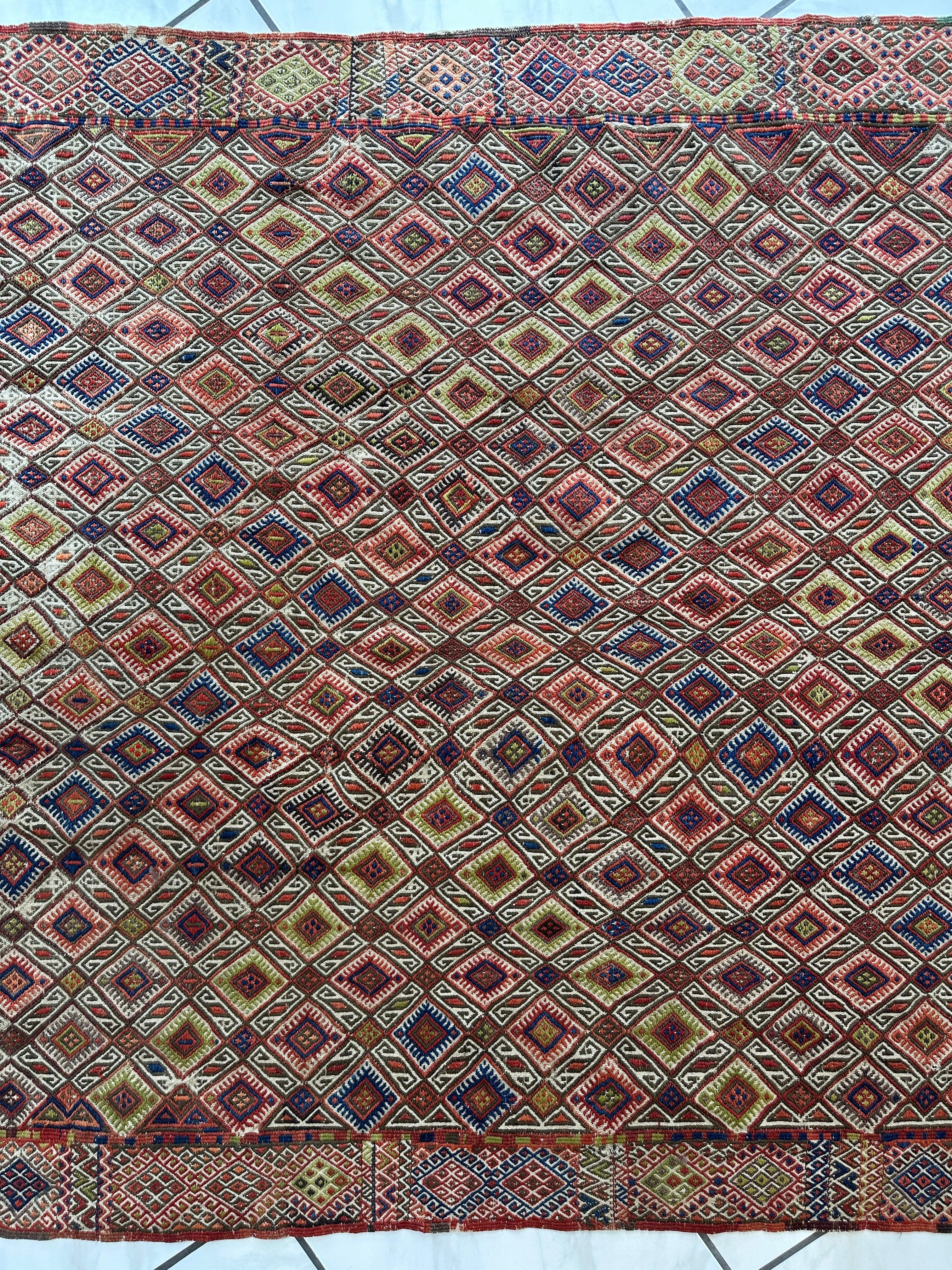 Antique Turkish Jajim Wool Rug 5’6” x 14’5” - Image 10