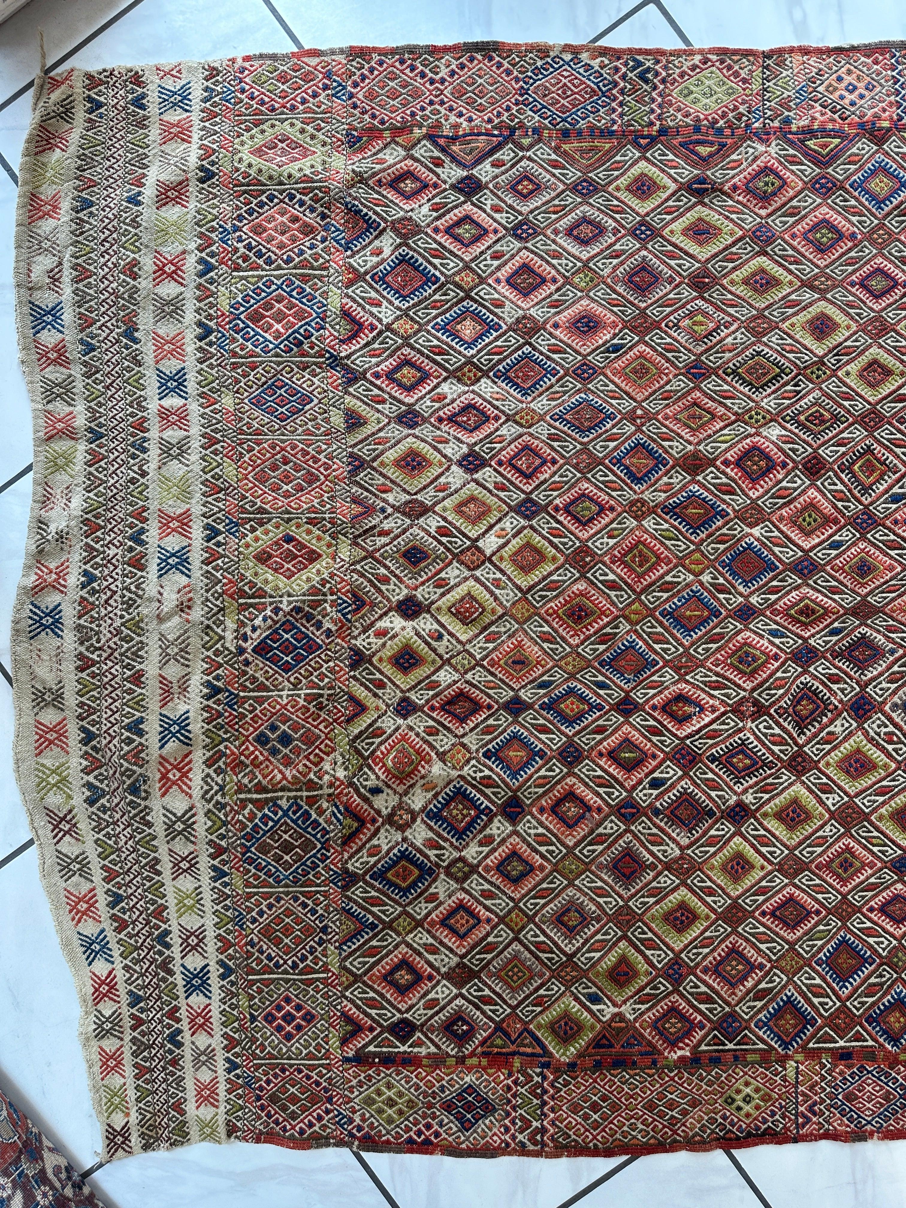 Antique Turkish Jajim Wool Rug 5’6” x 14’5” - Image 11
