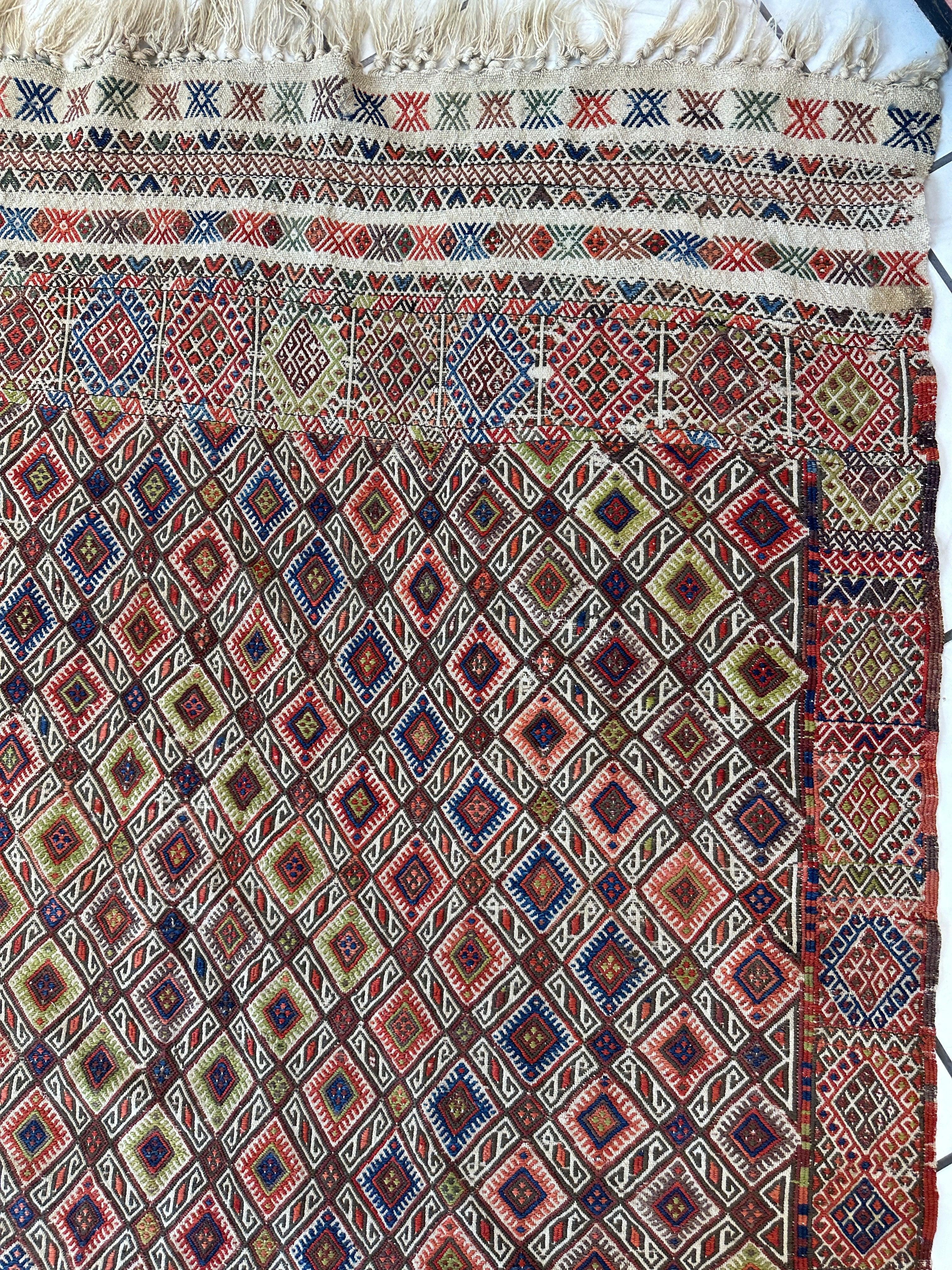 Antique Turkish Jajim Wool Rug 5’6” x 14’5” - Image 7