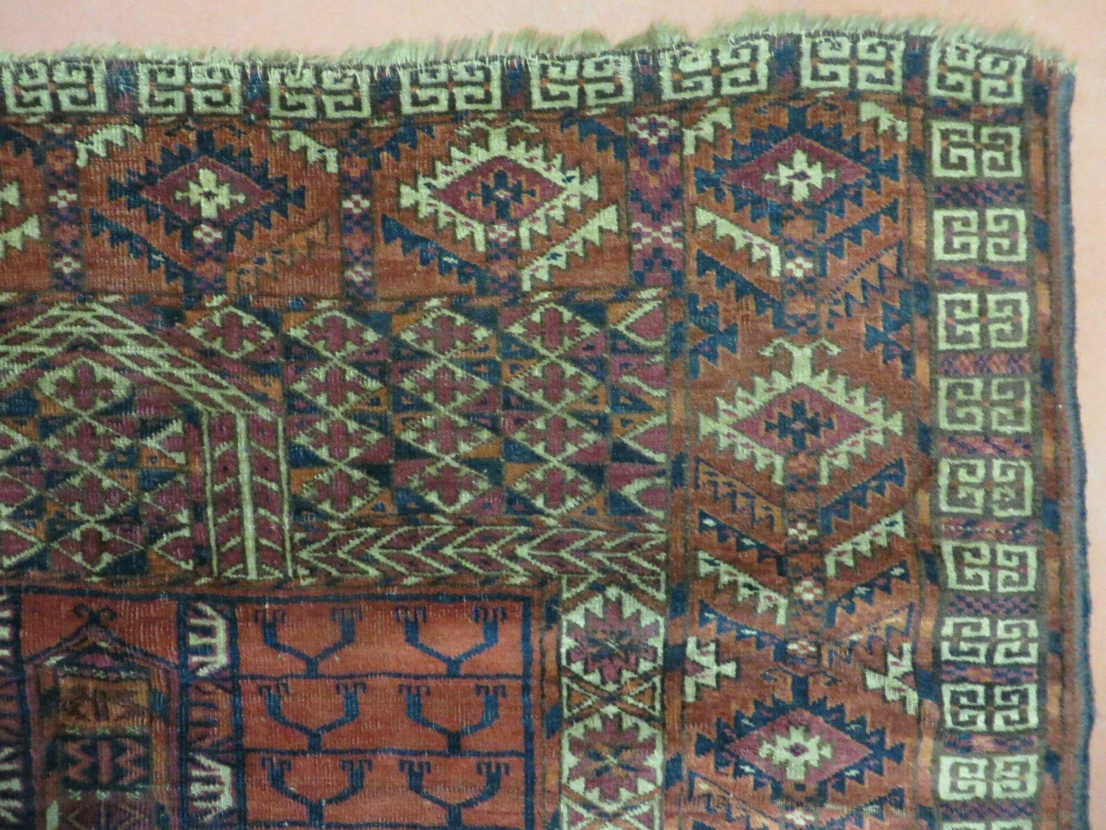 Antique Turkoman Ensi Wool Rug 4x5 - Image 7