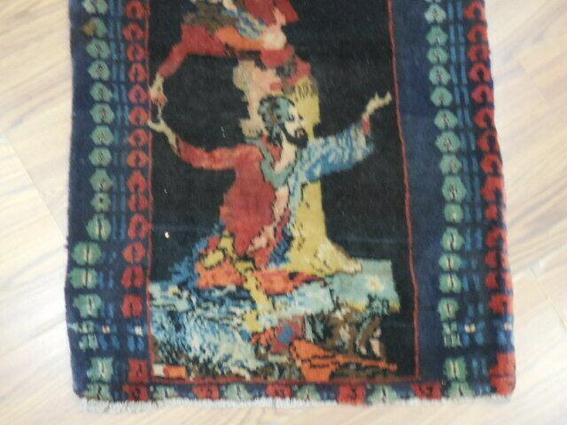 ANTIQUE UNIQUE PICTORAL OMARKHAYYAM RUG 1.5x1.8 Ft - Image 4