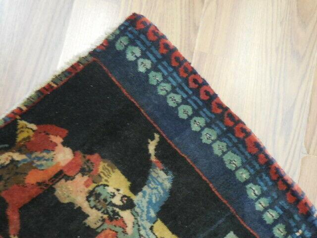 ANTIQUE UNIQUE PICTORAL OMARKHAYYAM RUG 1.5x1.8 Ft - Image 5