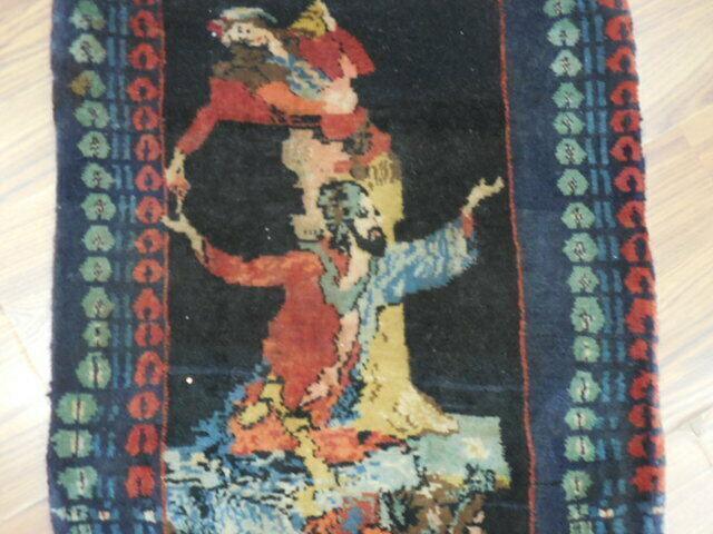 ANTIQUE UNIQUE PICTORAL OMARKHAYYAM RUG 1.5x1.8 Ft - Image 7