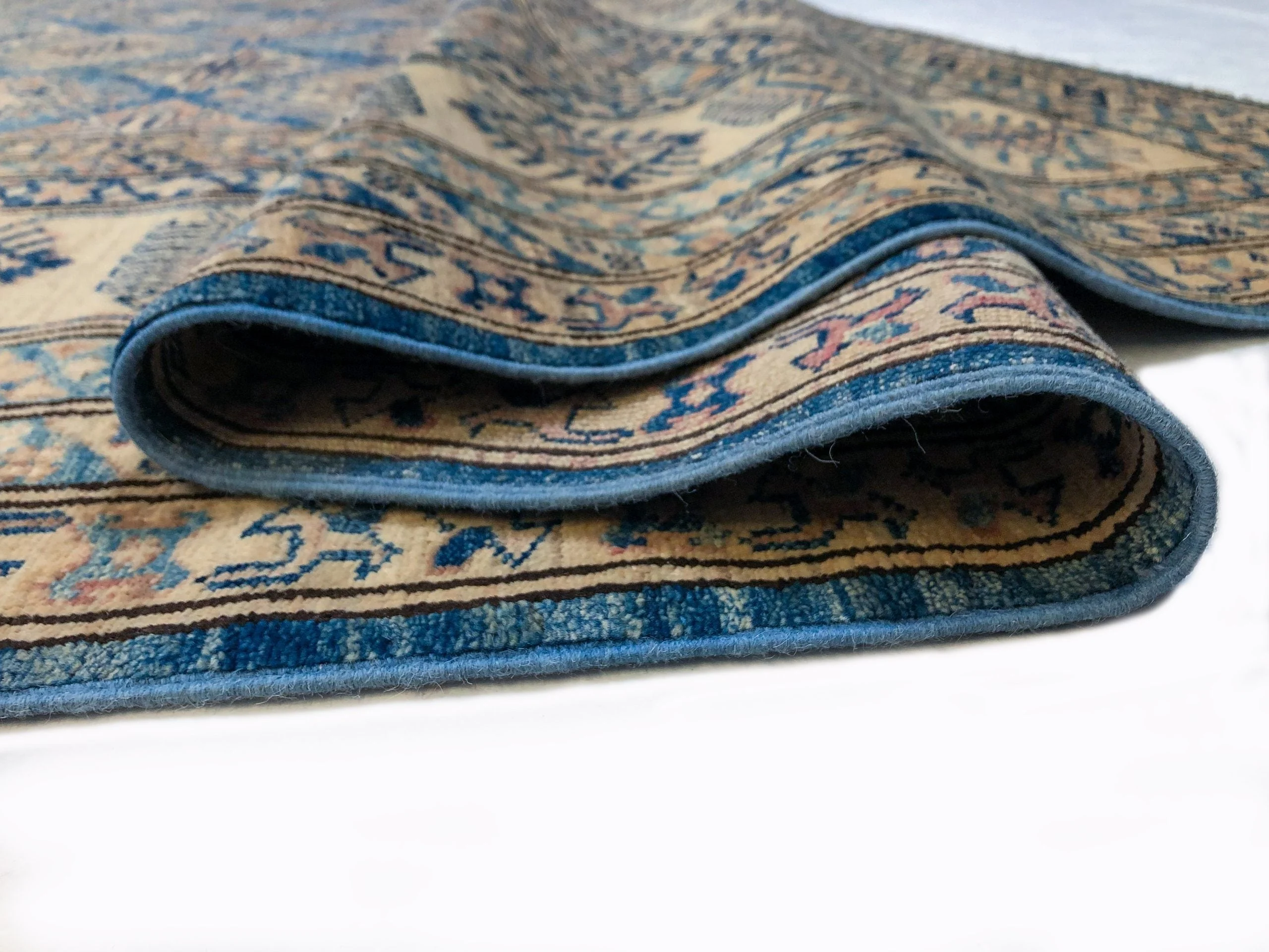Antique Washed Super Kazak (10'06"x13'08") blue/ivory - Image 10