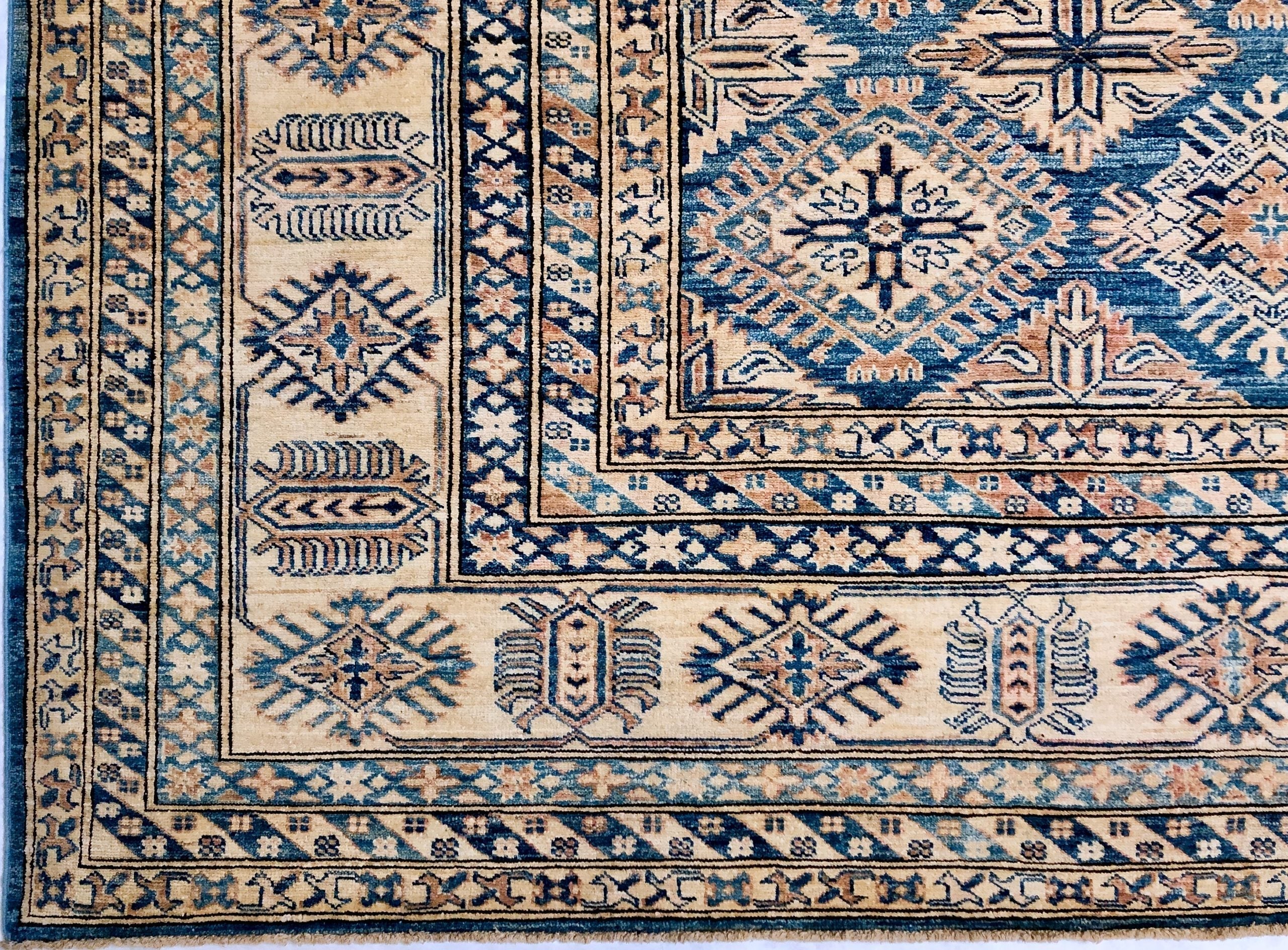 Antique Washed Super Kazak (10'06"x13'08") blue/ivory - Image 2