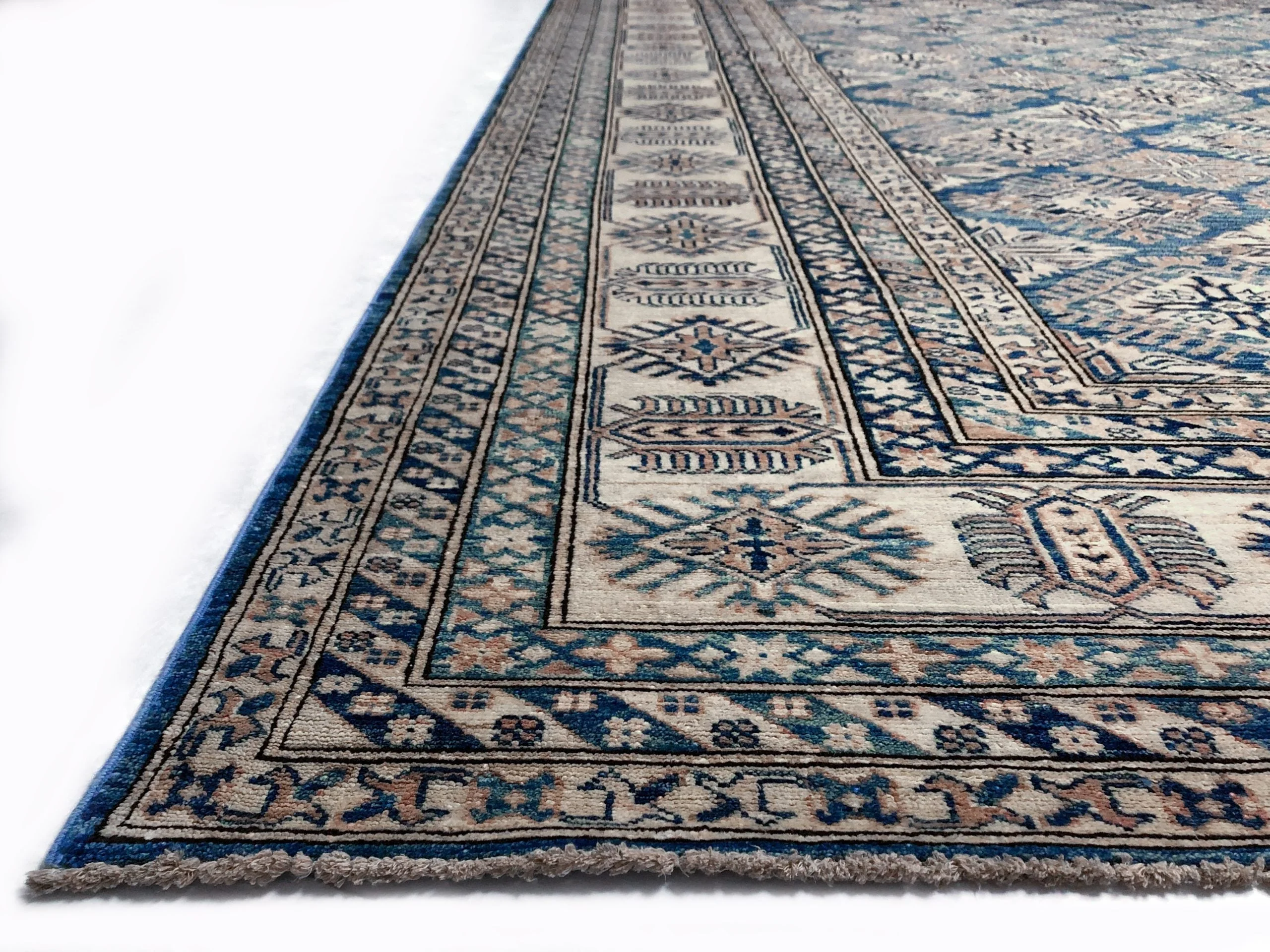 Antique Washed Super Kazak (10'06"x13'08") blue/ivory - Image 3