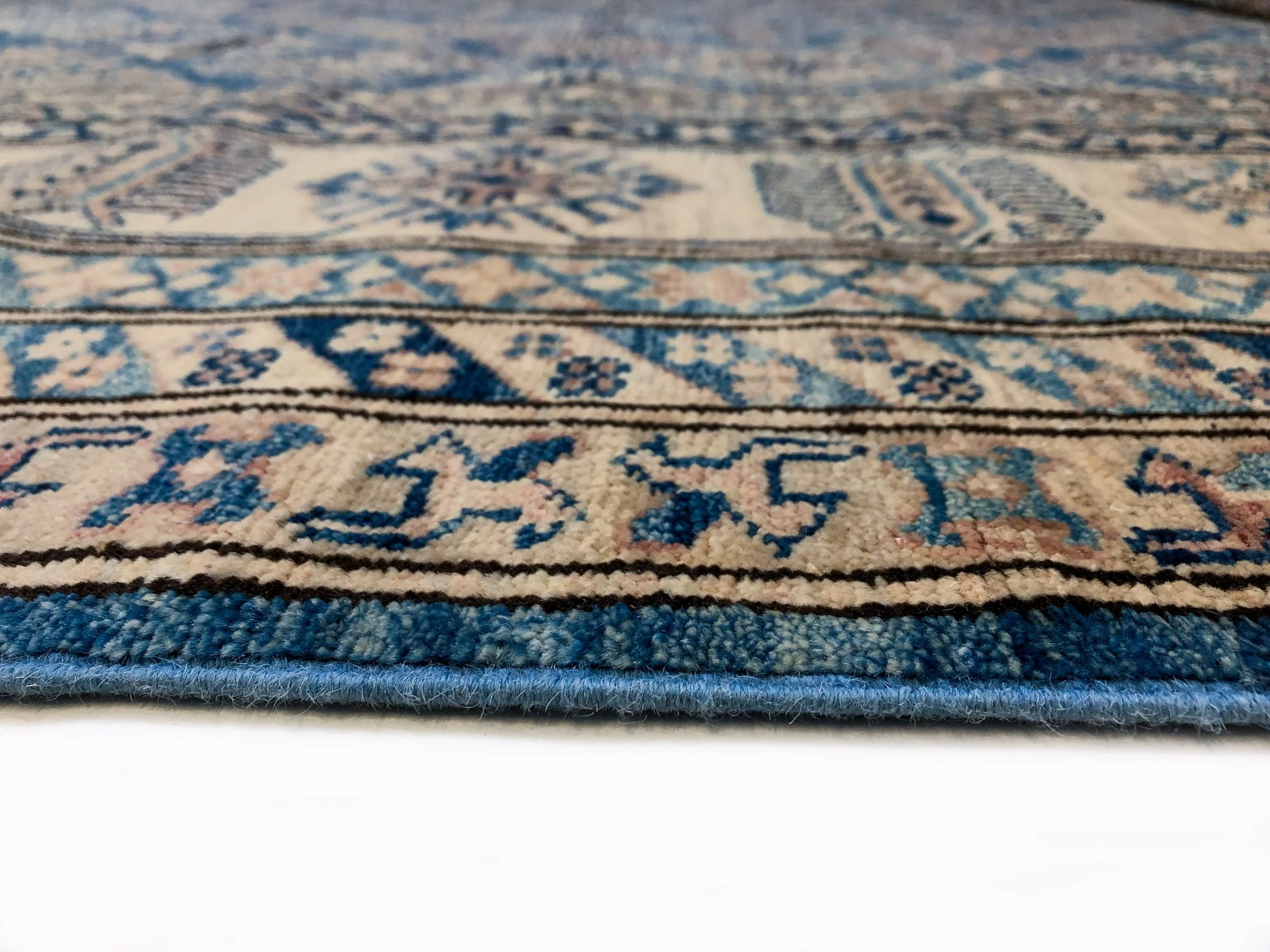 Antique Washed Super Kazak (10'06"x13'08") blue/ivory - Image 9