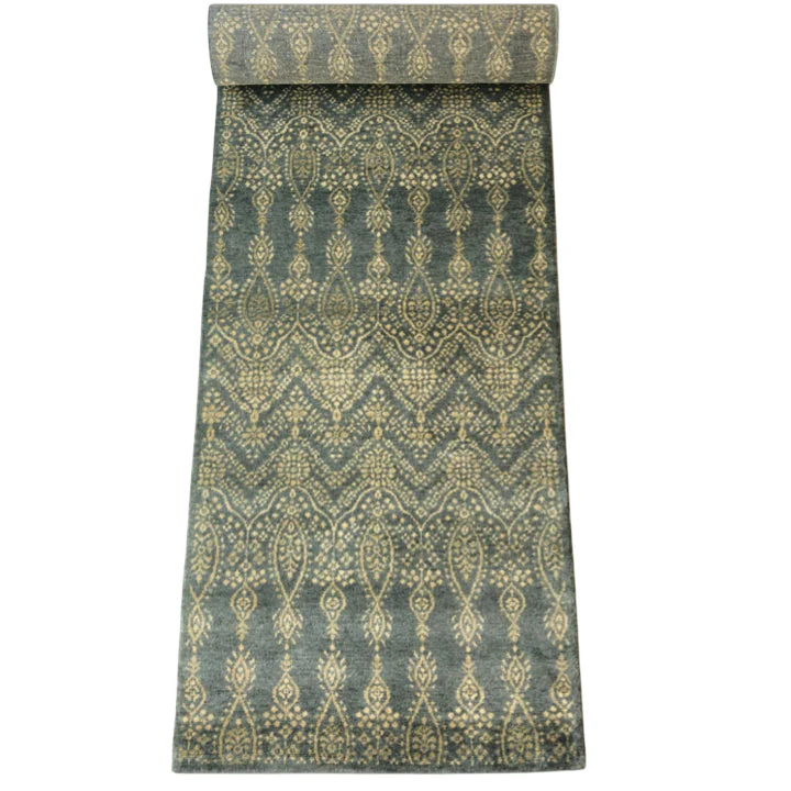 Arabesque Design (2'06"x10' Runner) teal/gold - Image 3