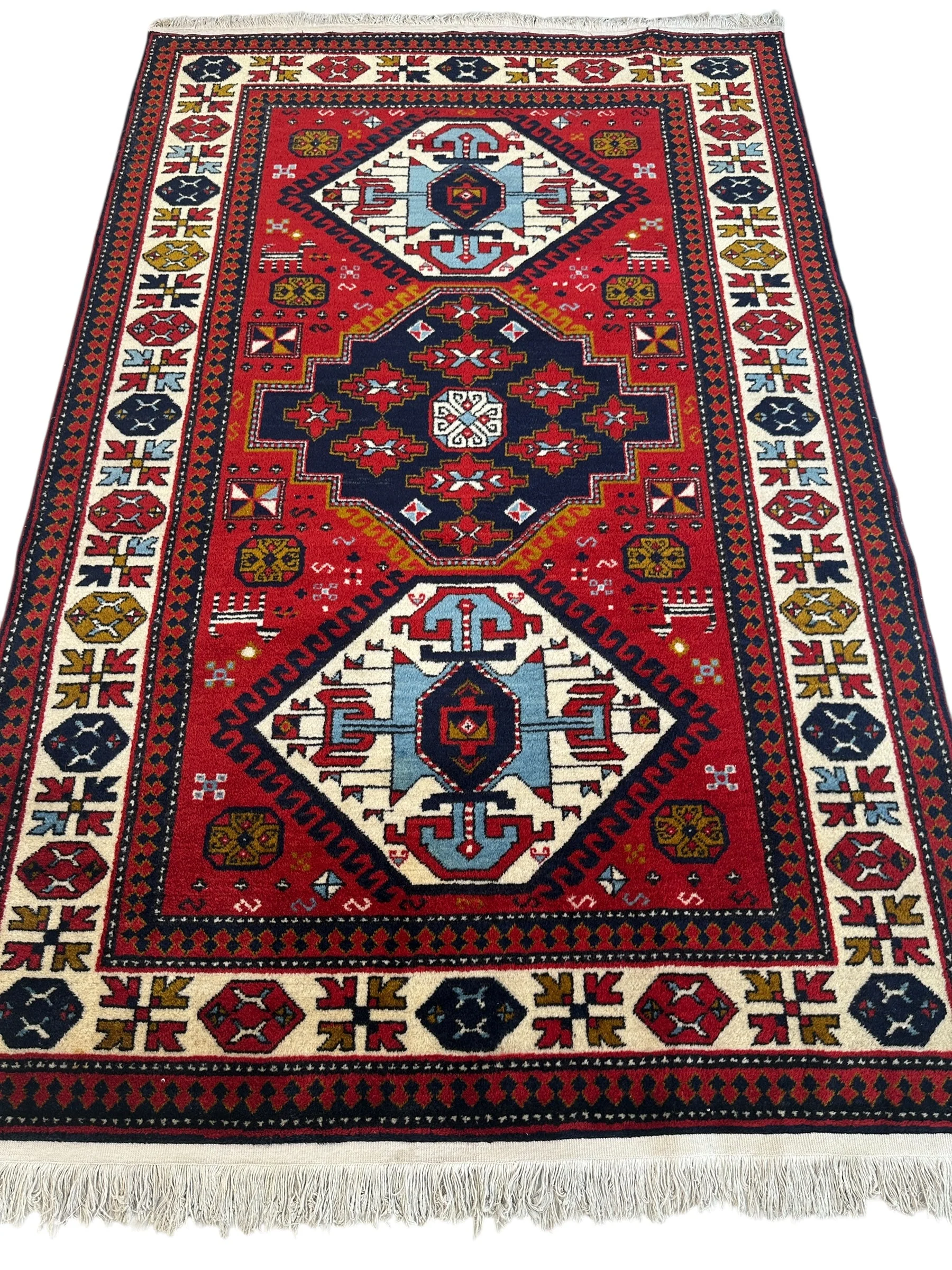 Armenian Yerevan Wool Rug – 4’6” x 6’11” – Hand-Knotted Geometric Design - Image 2