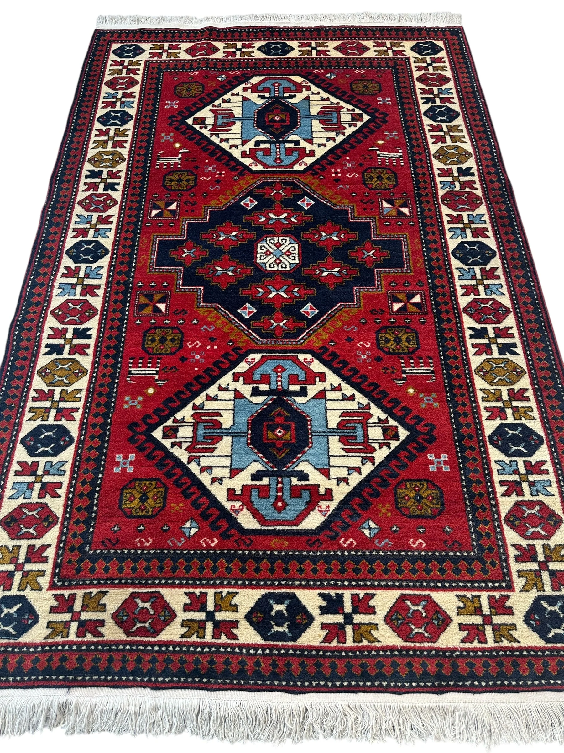 Armenian Yerevan Wool Rug – 4’6” x 6’11” – Hand-Knotted Geometric Design - Image 3