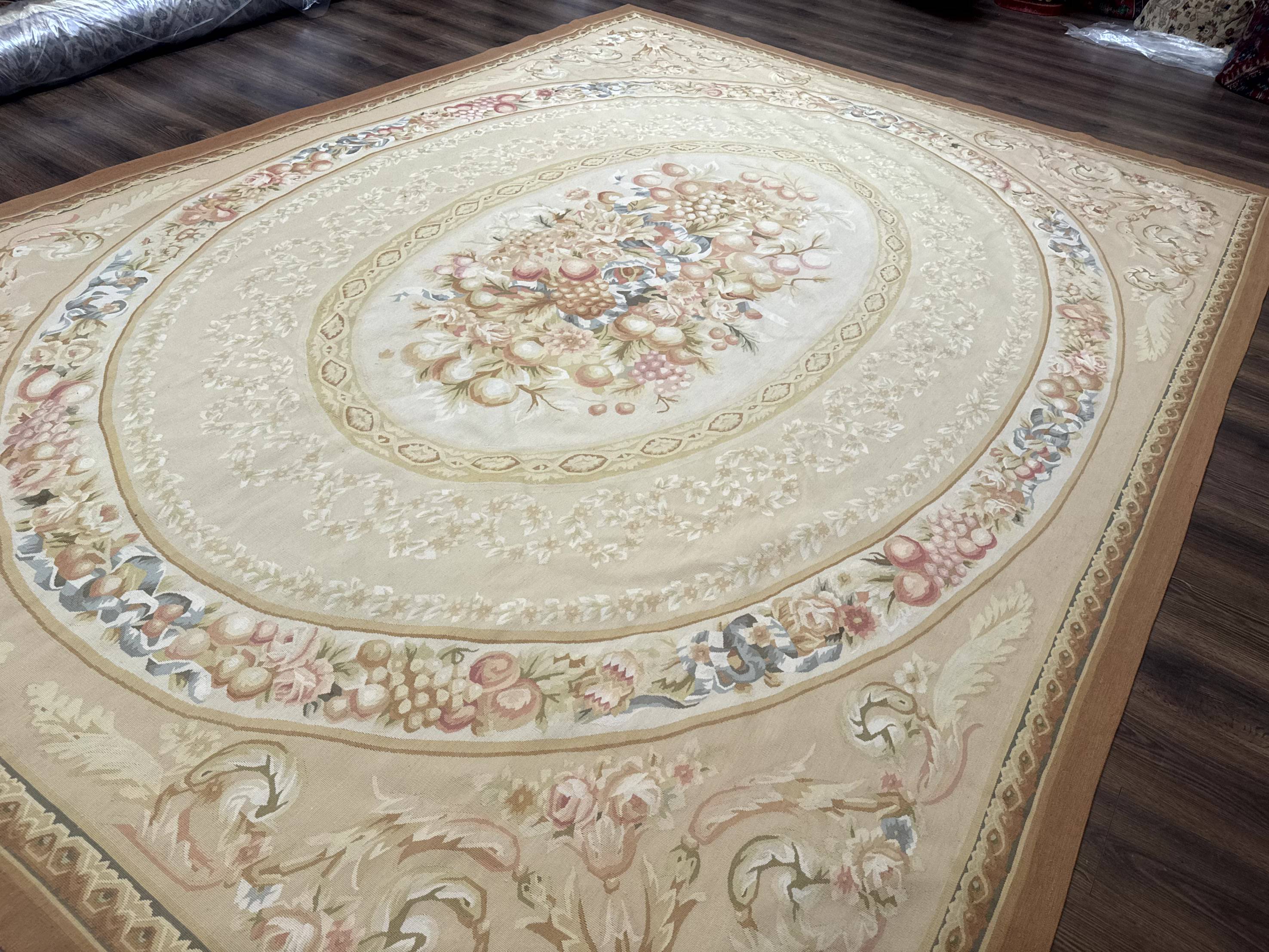 Aubusson Rug 9x12, French European Design, Floral, Elegant - Image 2